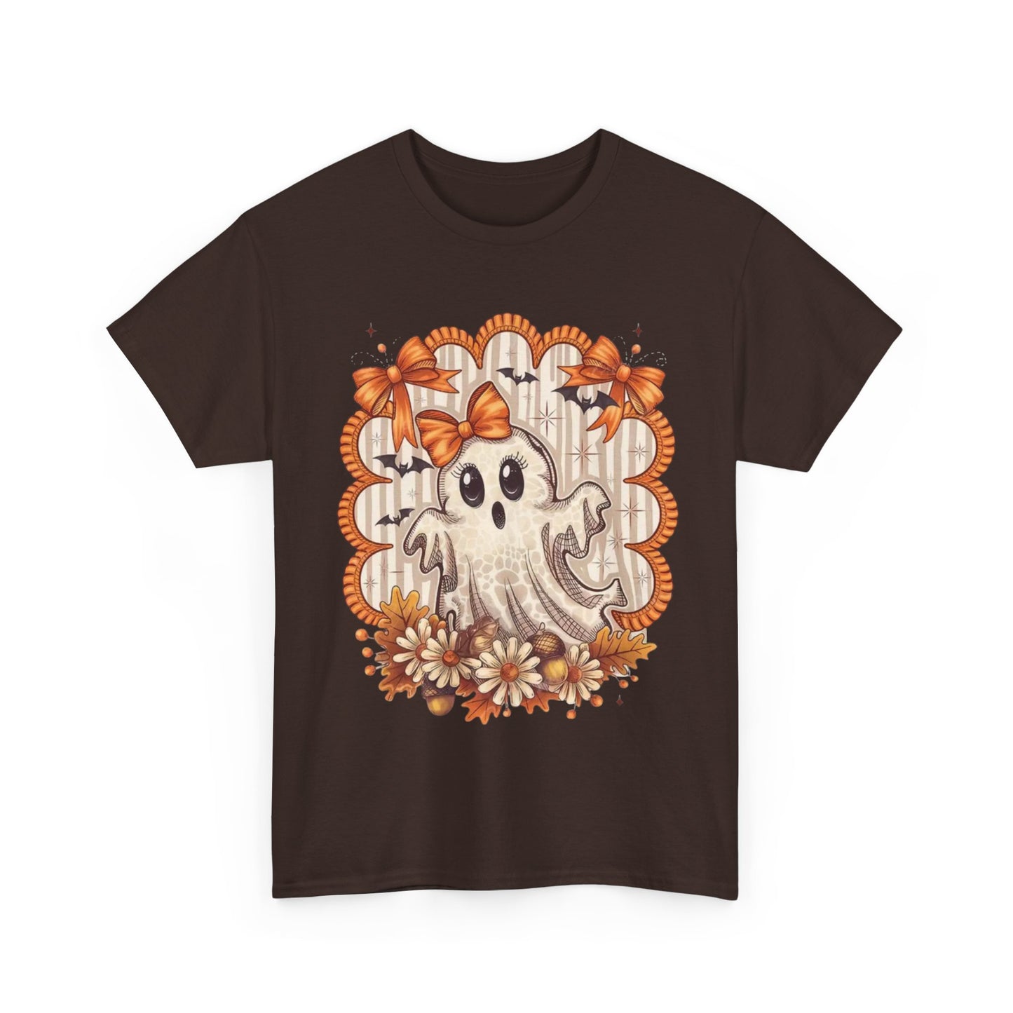 Fall Ghost Unisex Cotton Tee, Halloween Shirt, Autumn Fashion, Cute Ghost Apparel, Gift for Spooky Season