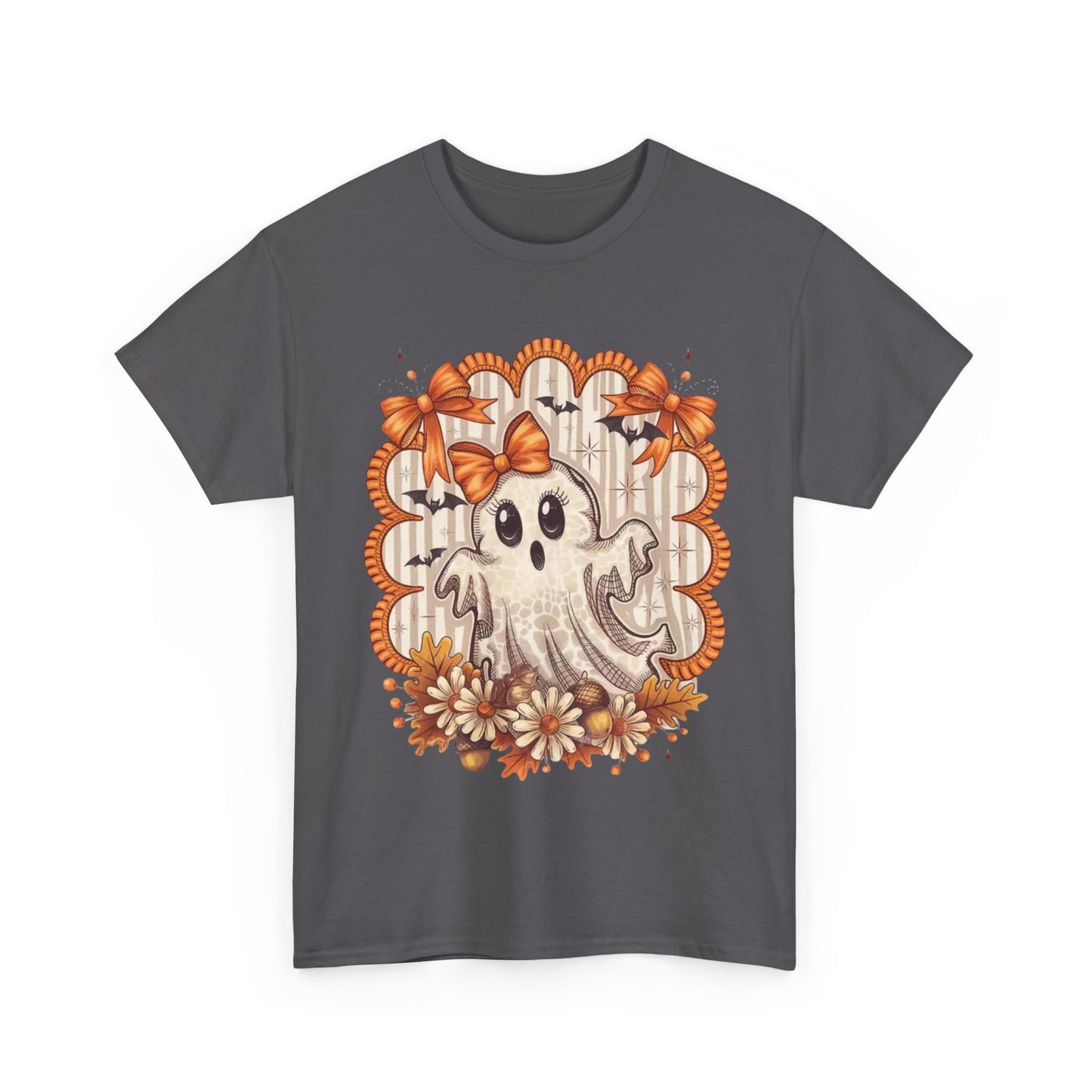 Fall Ghost Unisex Cotton Tee, Halloween Shirt, Autumn Fashion, Cute Ghost Apparel, Gift for Spooky Season