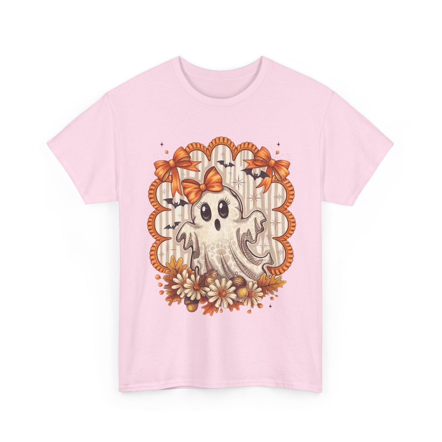 Fall Ghost Unisex Cotton Tee, Halloween Shirt, Autumn Fashion, Cute Ghost Apparel, Gift for Spooky Season