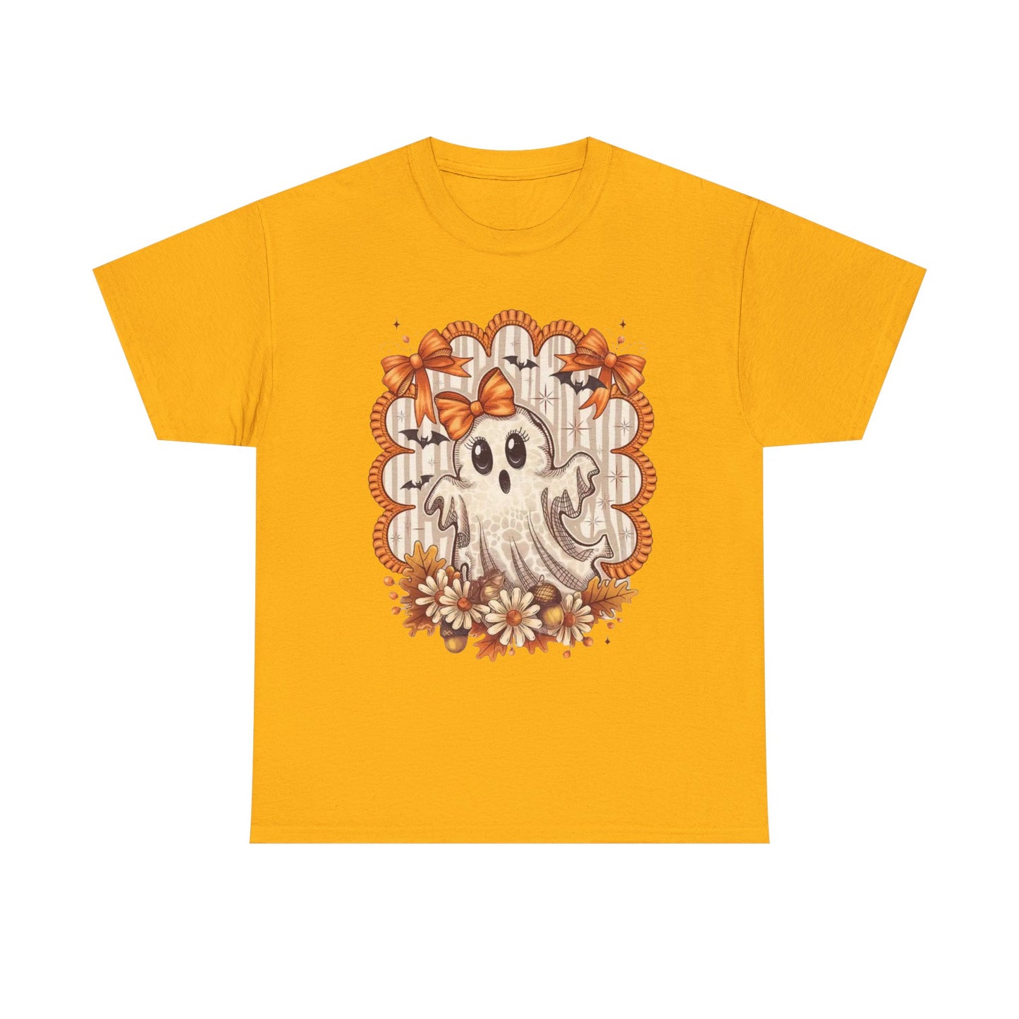 Fall Ghost Unisex Cotton Tee, Halloween Shirt, Autumn Fashion, Cute Ghost Apparel, Gift for Spooky Season