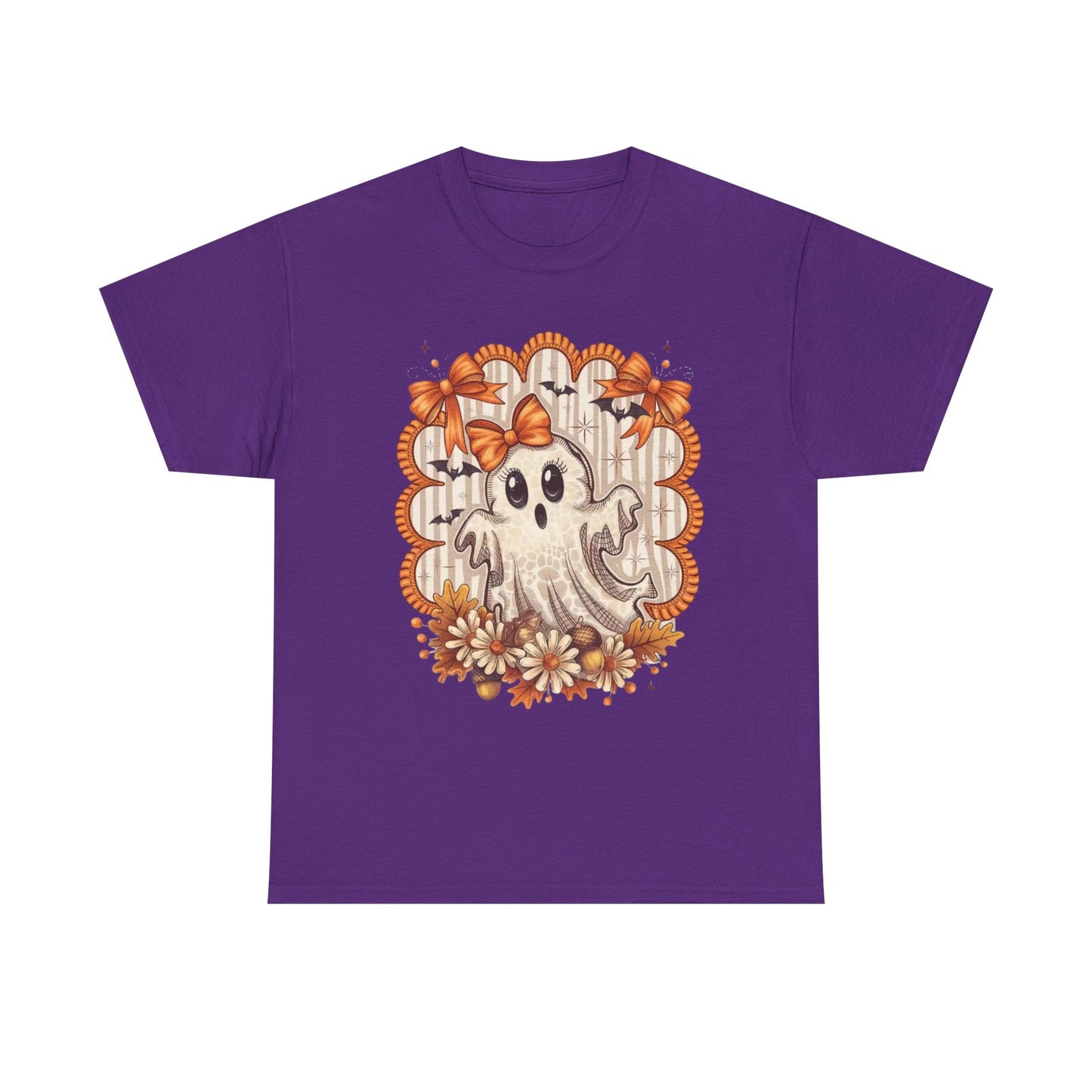 Fall Ghost Unisex Cotton Tee, Halloween Shirt, Autumn Fashion, Cute Ghost Apparel, Gift for Spooky Season