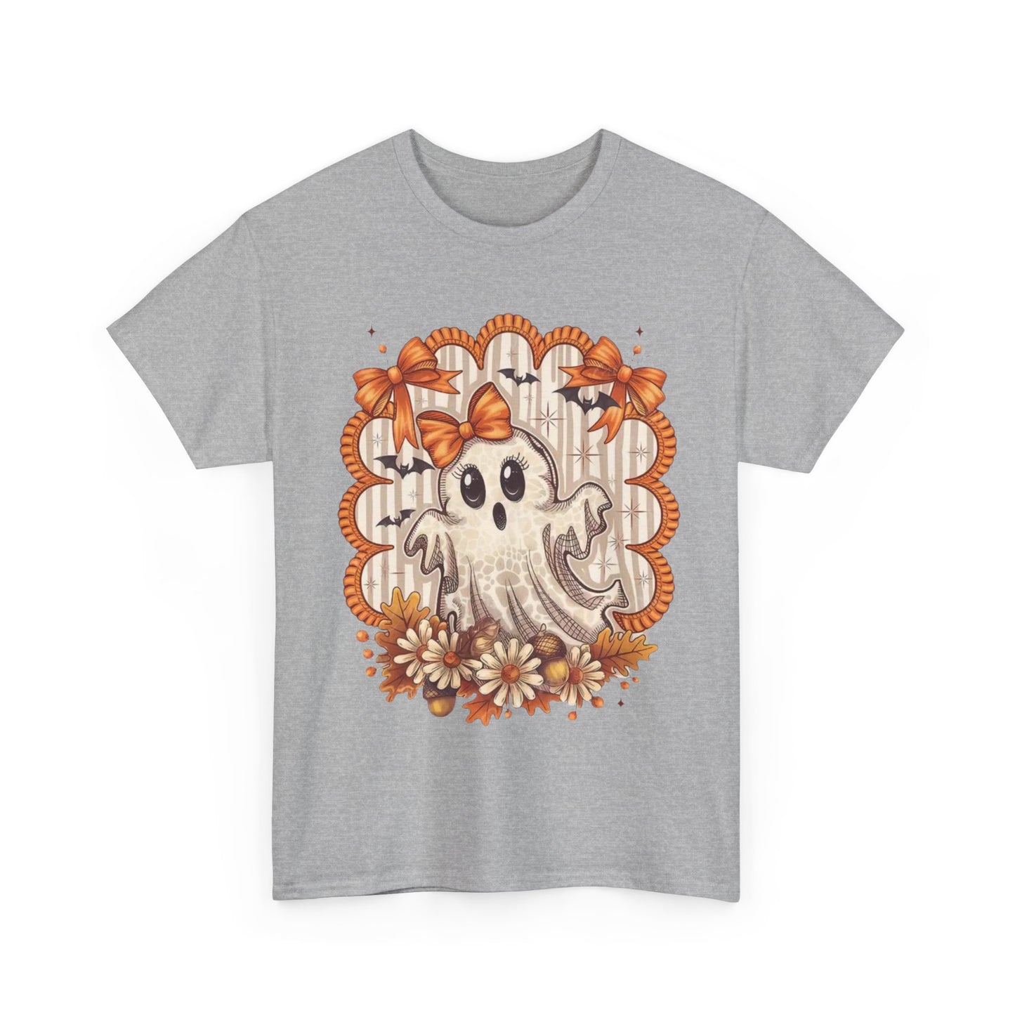 Fall Ghost Unisex Cotton Tee, Halloween Shirt, Autumn Fashion, Cute Ghost Apparel, Gift for Spooky Season