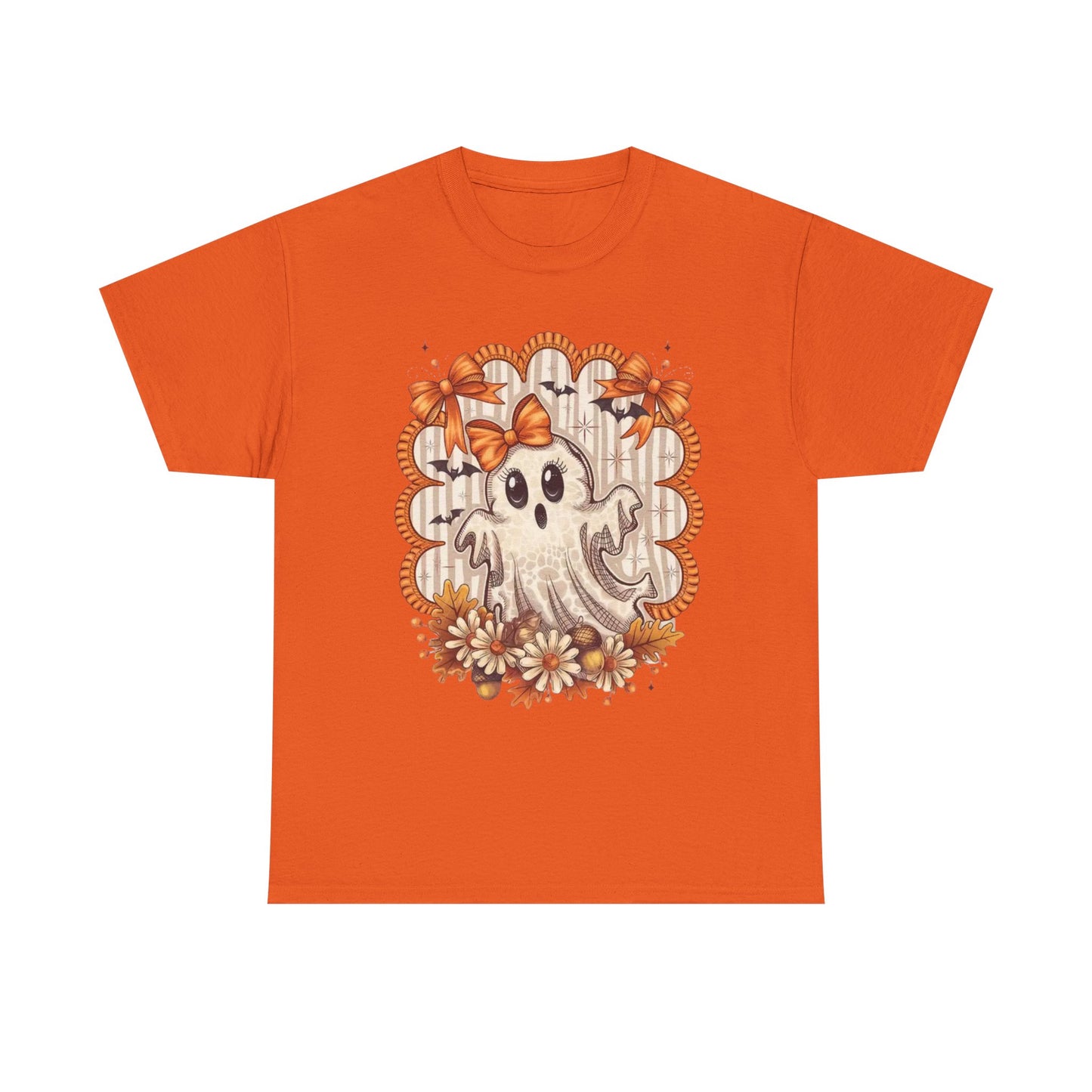 Fall Ghost Unisex Cotton Tee, Halloween Shirt, Autumn Fashion, Cute Ghost Apparel, Gift for Spooky Season