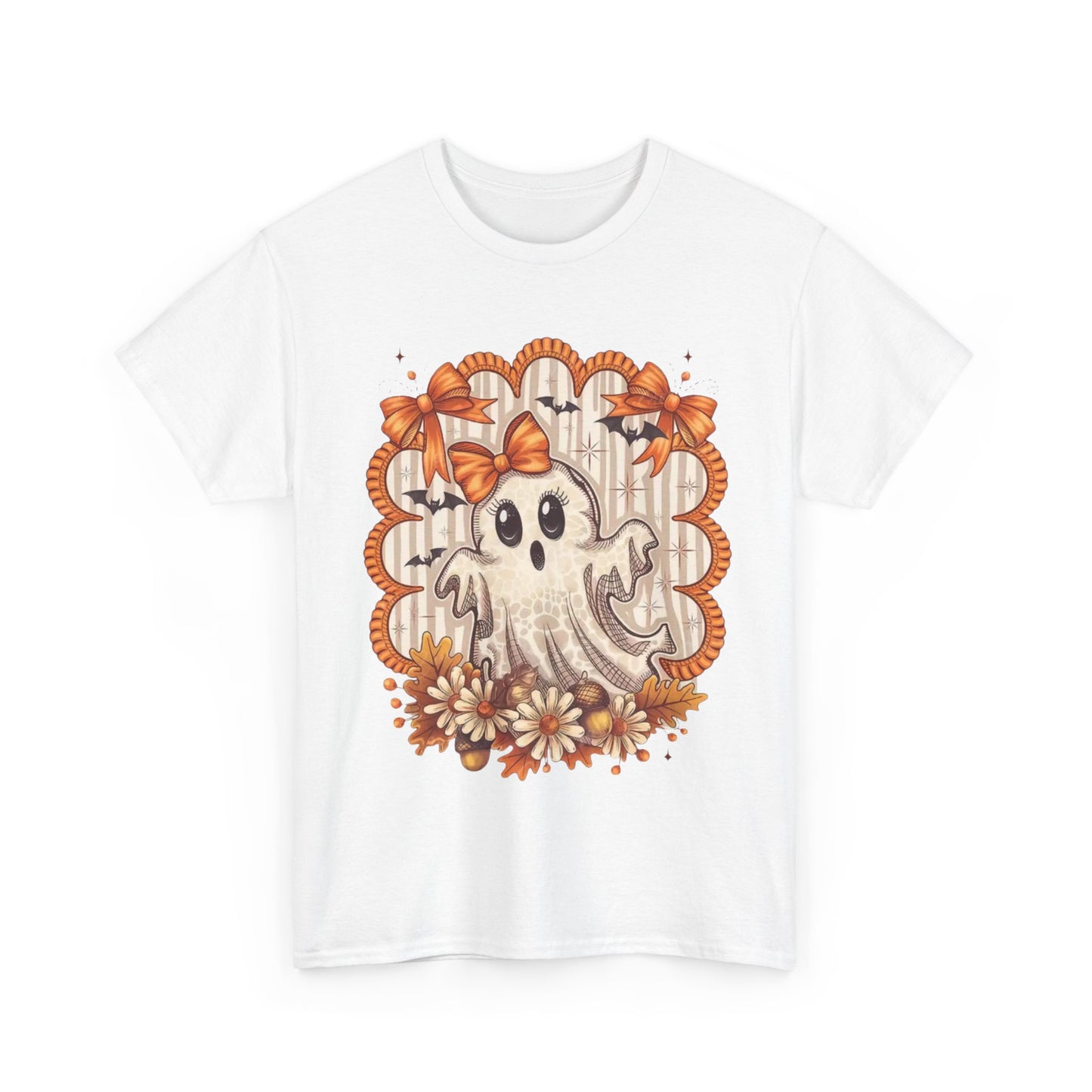 Fall Ghost Unisex Cotton Tee, Halloween Shirt, Autumn Fashion, Cute Ghost Apparel, Gift for Spooky Season