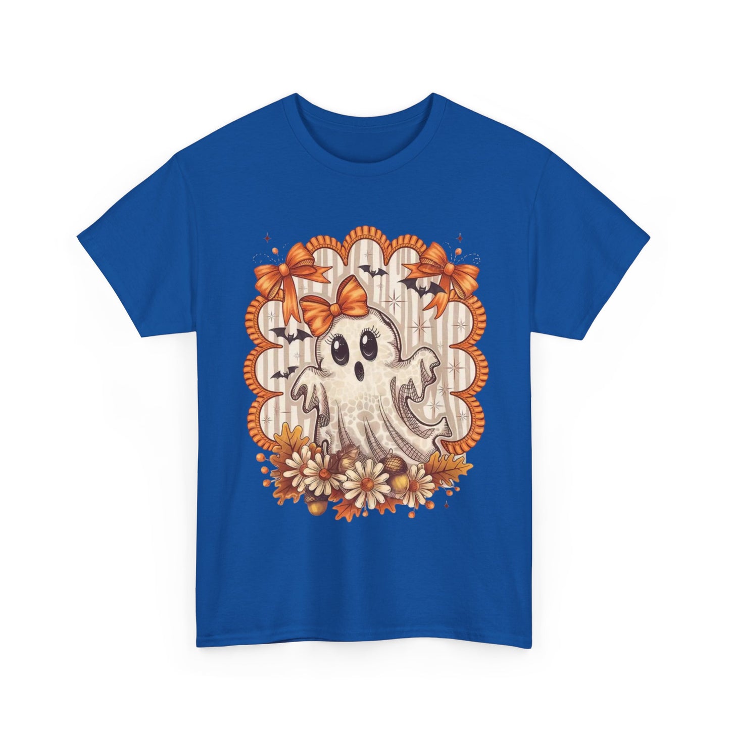 Fall Ghost Unisex Cotton Tee, Halloween Shirt, Autumn Fashion, Cute Ghost Apparel, Gift for Spooky Season