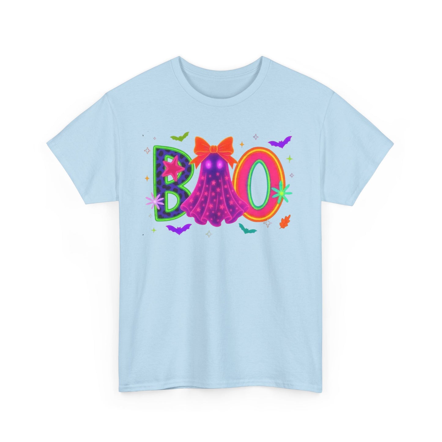 BOO Halloween Unisex Heavy Cotton Tee, Funny Costume Shirt, Ghost Party T-Shirt, Spooky Graphic Tee, Fall Seasonal Apparel