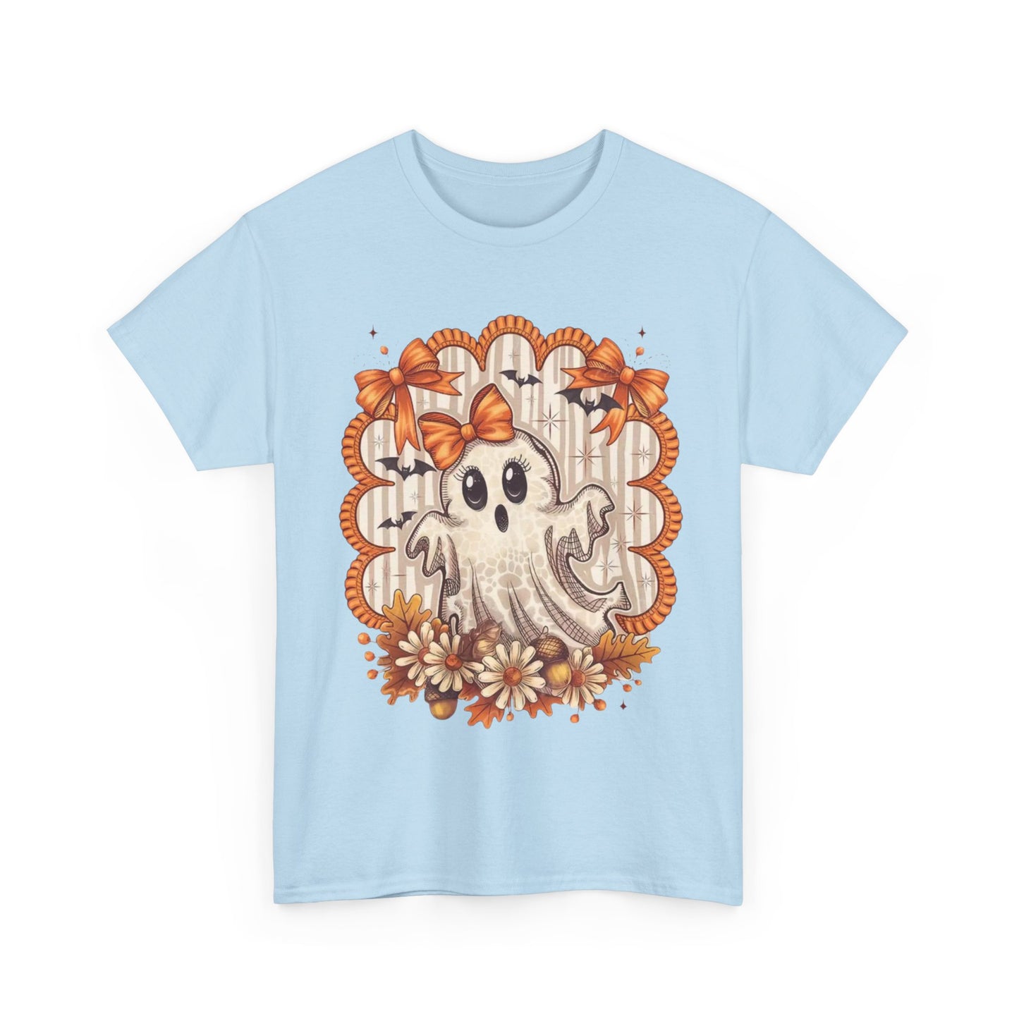 Fall Ghost Unisex Cotton Tee, Halloween Shirt, Autumn Fashion, Cute Ghost Apparel, Gift for Spooky Season