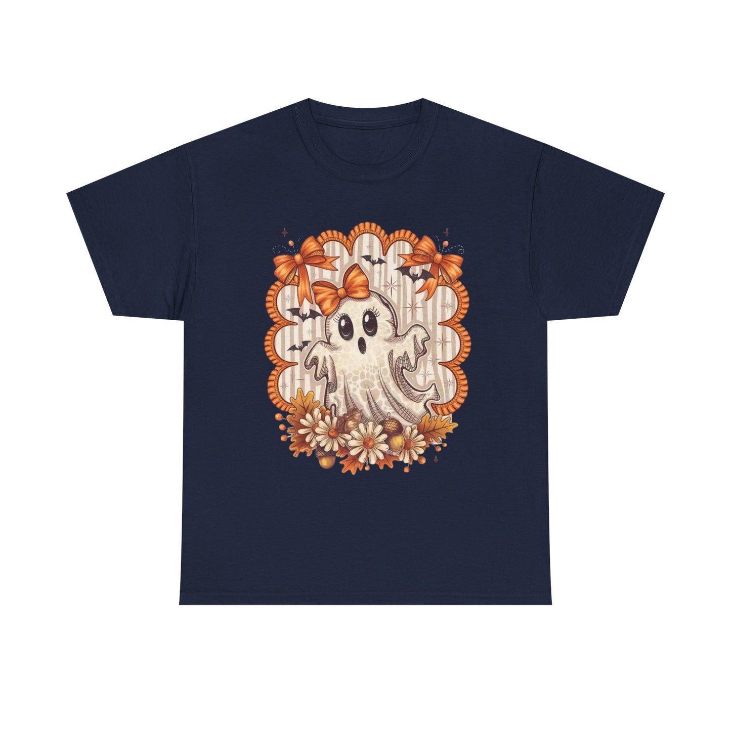 Fall Ghost Unisex Cotton Tee, Halloween Shirt, Autumn Fashion, Cute Ghost Apparel, Gift for Spooky Season