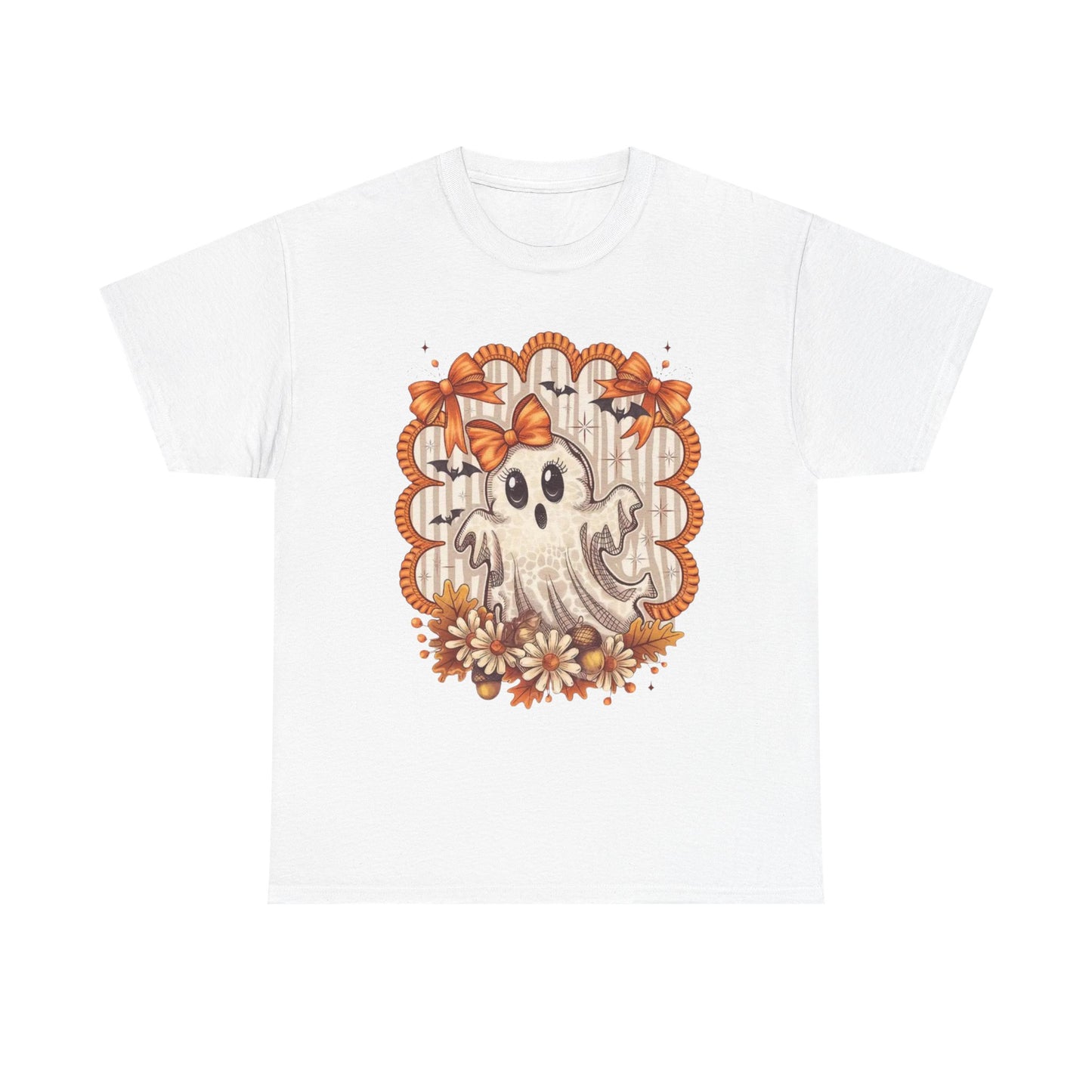 Fall Ghost Unisex Cotton Tee, Halloween Shirt, Autumn Fashion, Cute Ghost Apparel, Gift for Spooky Season