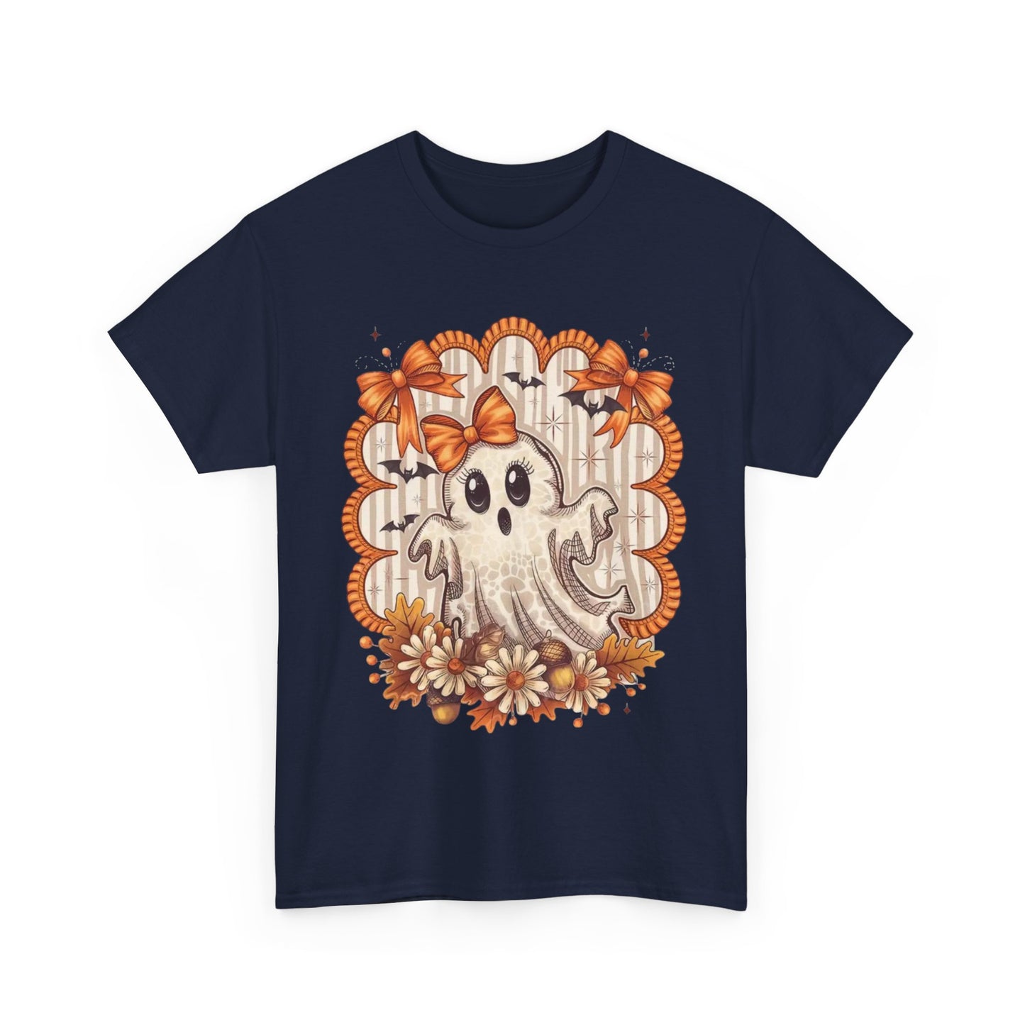 Fall Ghost Unisex Cotton Tee, Halloween Shirt, Autumn Fashion, Cute Ghost Apparel, Gift for Spooky Season