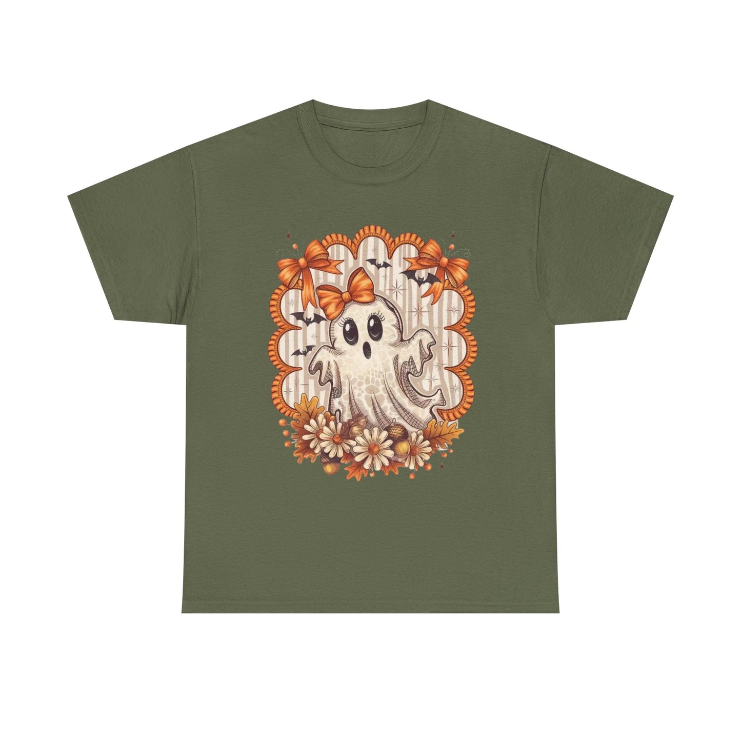 Fall Ghost Unisex Cotton Tee, Halloween Shirt, Autumn Fashion, Cute Ghost Apparel, Gift for Spooky Season