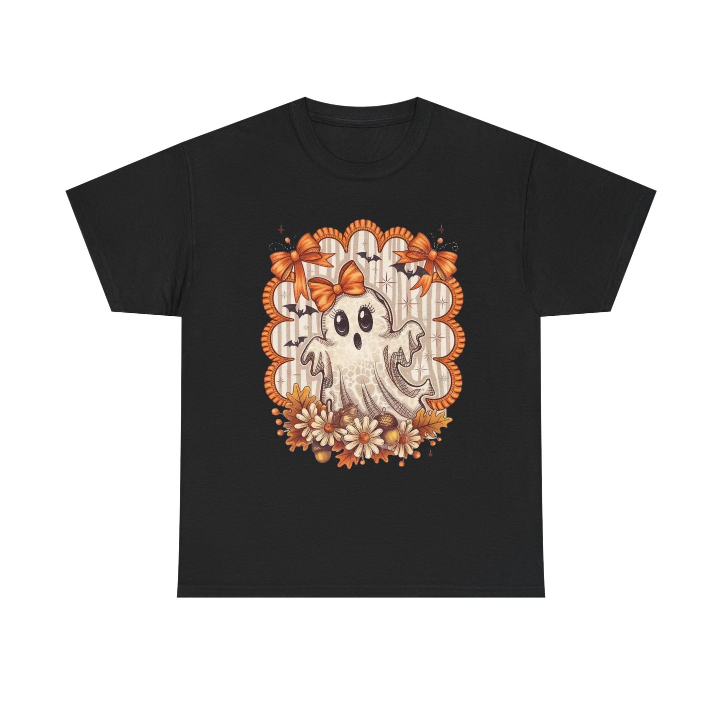 Fall Ghost Unisex Cotton Tee, Halloween Shirt, Autumn Fashion, Cute Ghost Apparel, Gift for Spooky Season