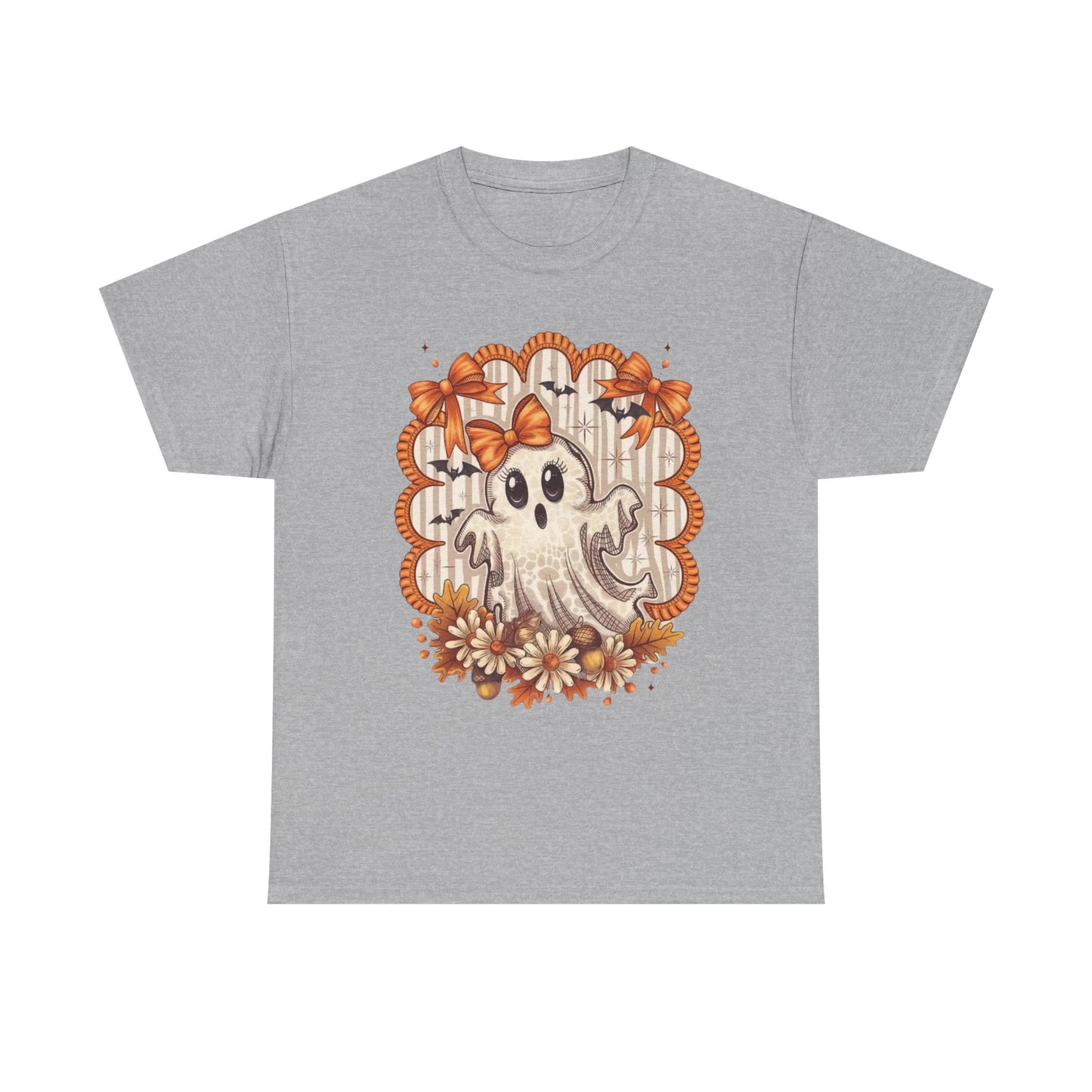 Fall Ghost Unisex Cotton Tee, Halloween Shirt, Autumn Fashion, Cute Ghost Apparel, Gift for Spooky Season