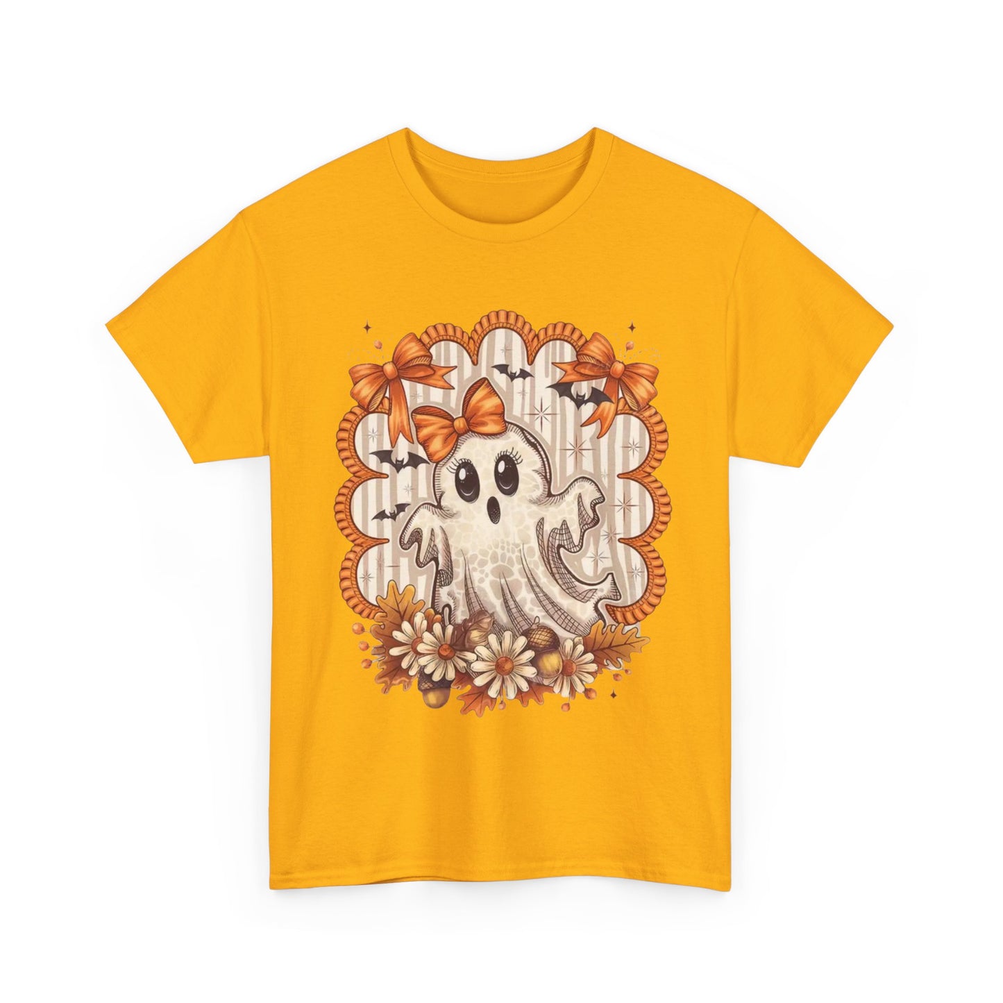 Fall Ghost Unisex Cotton Tee, Halloween Shirt, Autumn Fashion, Cute Ghost Apparel, Gift for Spooky Season