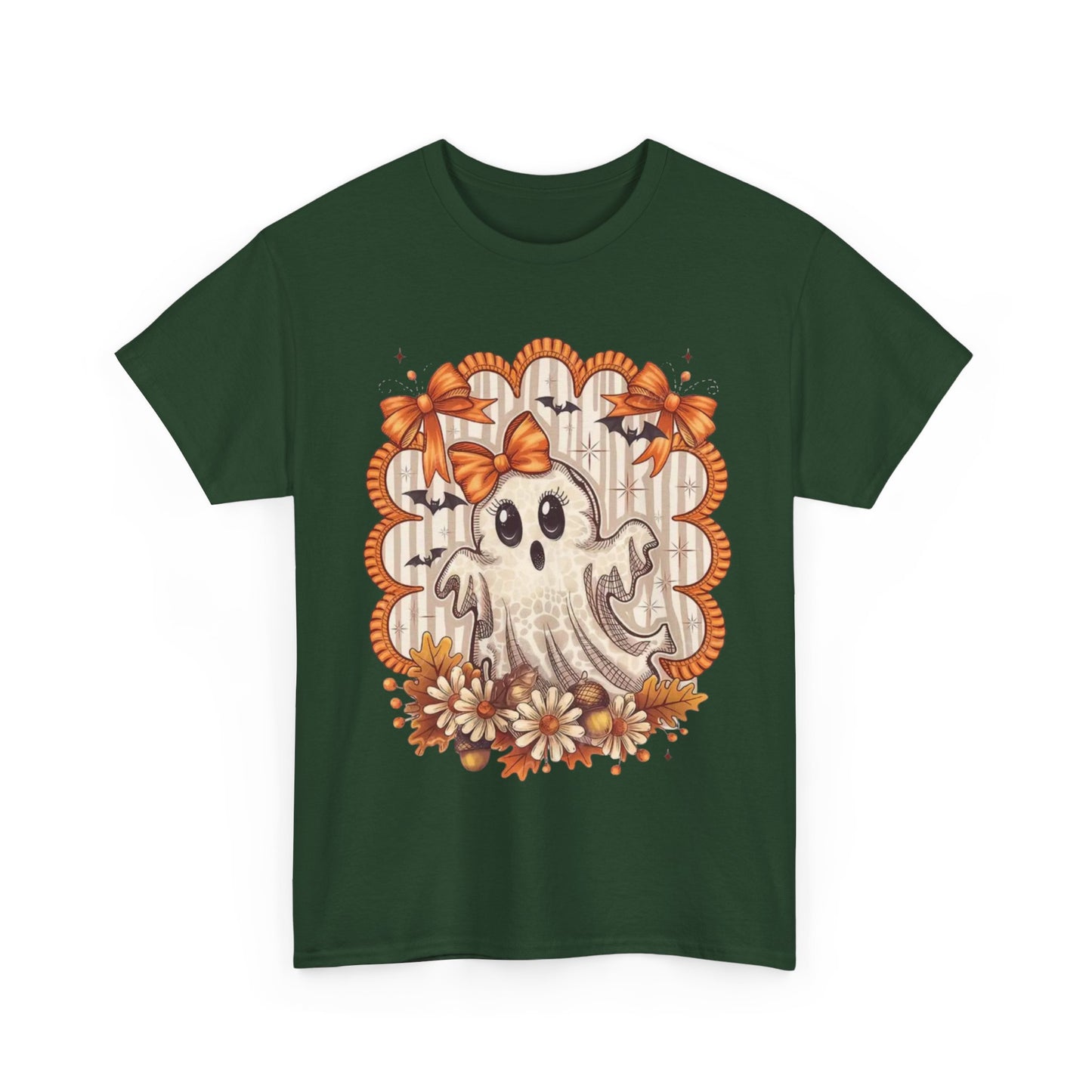 Fall Ghost Unisex Cotton Tee, Halloween Shirt, Autumn Fashion, Cute Ghost Apparel, Gift for Spooky Season