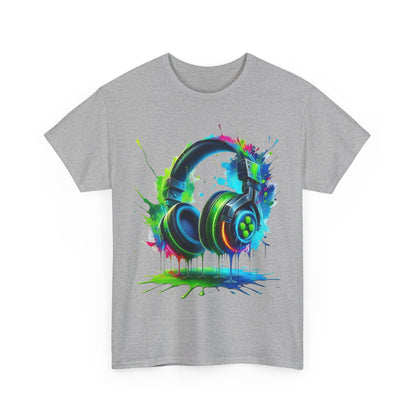 Colorful Headphones Tee, Unisex Music Lover T-Shirt, Perfect Gift for Musicians, Vibrant Graphic Cotton Shirt, Fun Casual Wear