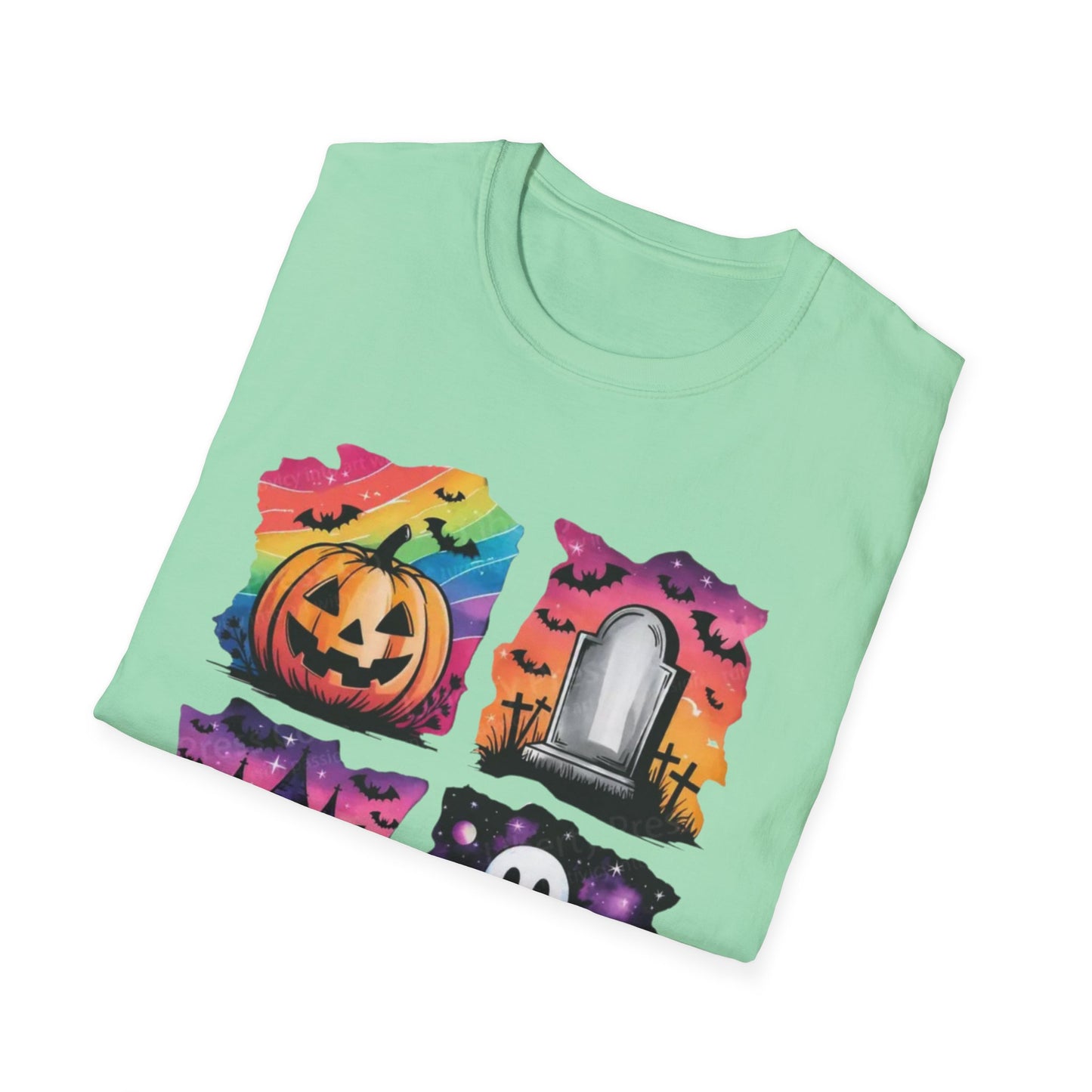 Halloween Graphic Tee, Spooky Season T-Shirt, Unisex Halloween Shirt, Witchy Apparel, October Festive Wear, Ghost and Pumpkin Tee