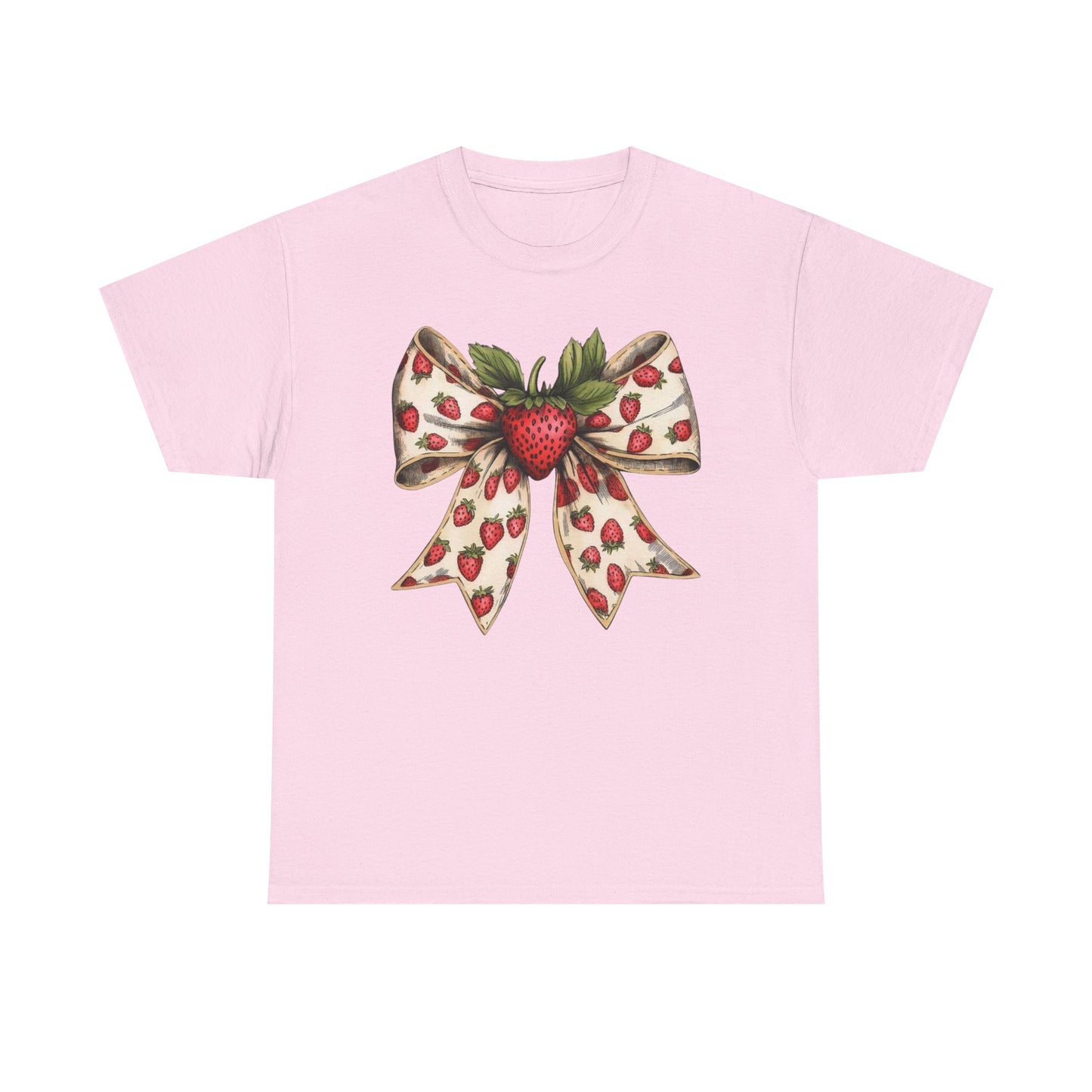 Strawberry Bow Graphic Tee - Cute Summer Shirt, Gift for Her, Berry Lover Apparel, Spring Fashion, Casual Outfit