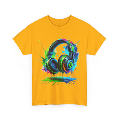 Colorful Headphones Tee, Unisex Music Lover T-Shirt, Perfect Gift for Musicians, Vibrant Graphic Cotton Shirt, Fun Casual Wear