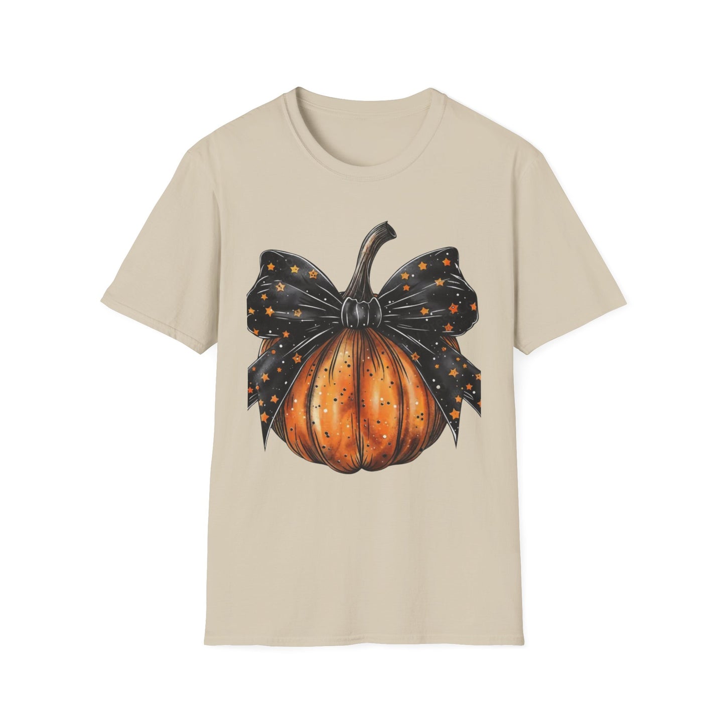 Festive Pumpkin Unisex Softstyle T-Shirt, Fall Fashion Tee, Halloween Shirt, Casual Autumn Wear, Seasonal Gift