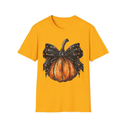 Festive Pumpkin Unisex Softstyle T-Shirt, Fall Fashion Tee, Halloween Shirt, Casual Autumn Wear, Seasonal Gift