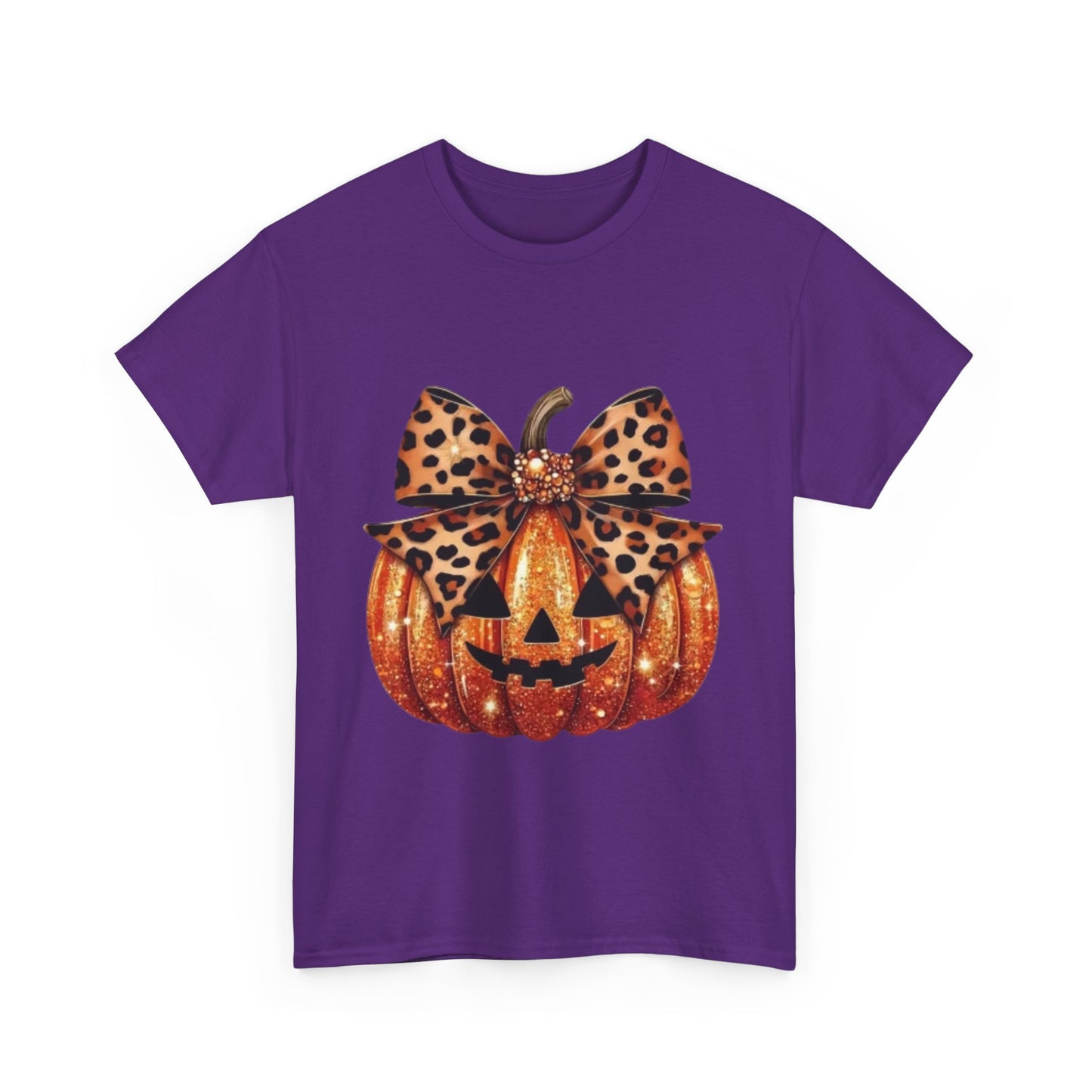 Leopard Bow Pumpkin Tee, Cute Halloween Shirt, Fall Fashion, Unisex Graphic Tee, Autumn Apparel, Pumpkin Lover Gift