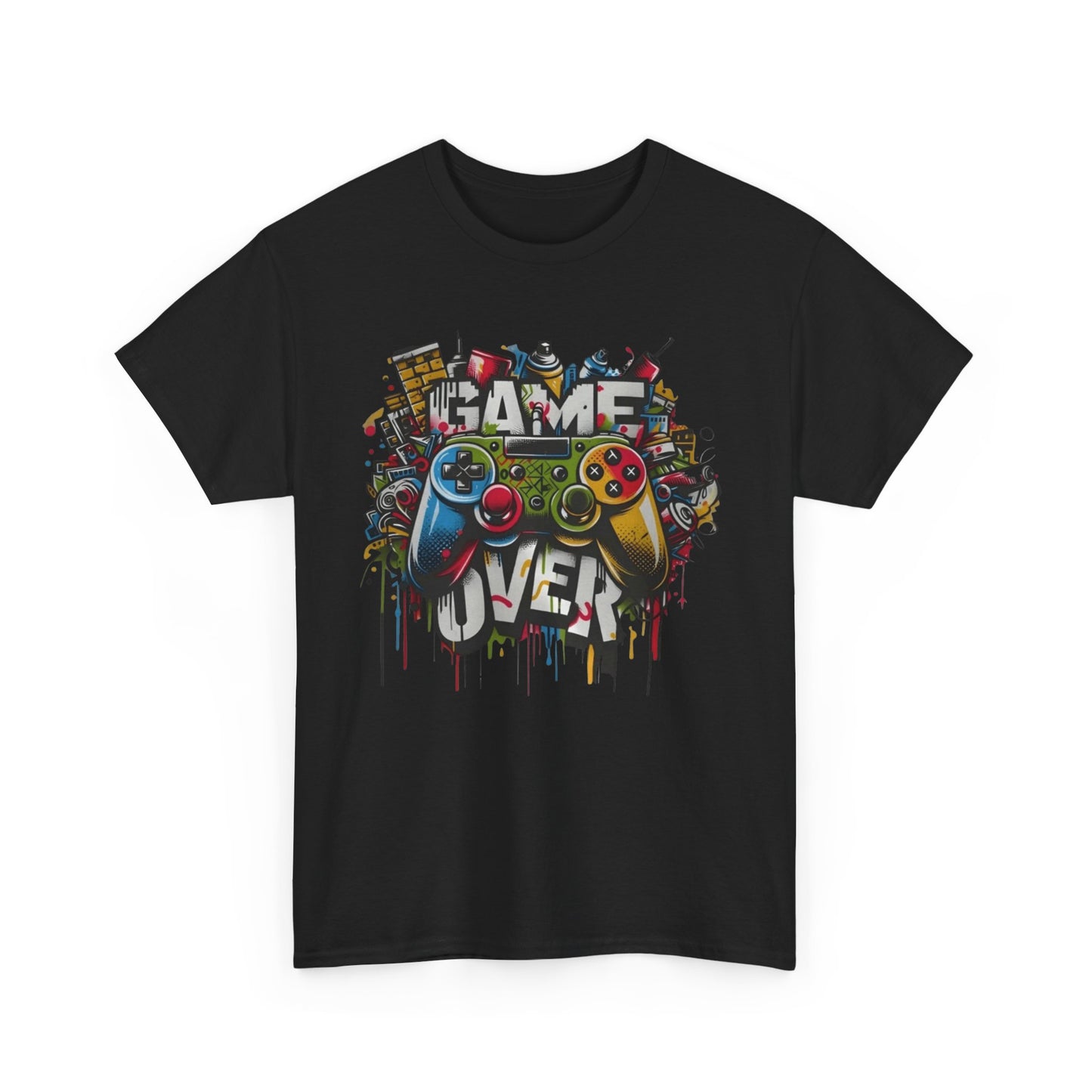 Game Over Unisex Heavy Cotton Tee, Gamer Shirt, Video Game Apparel, Casual Wear, Perfect Gift for Gamers, Birthday Gift, Fun Tee