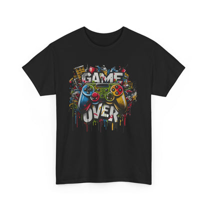 Game Over Unisex Heavy Cotton Tee, Gamer Shirt, Video Game Apparel, Casual Wear, Perfect Gift for Gamers, Birthday Gift, Fun Tee