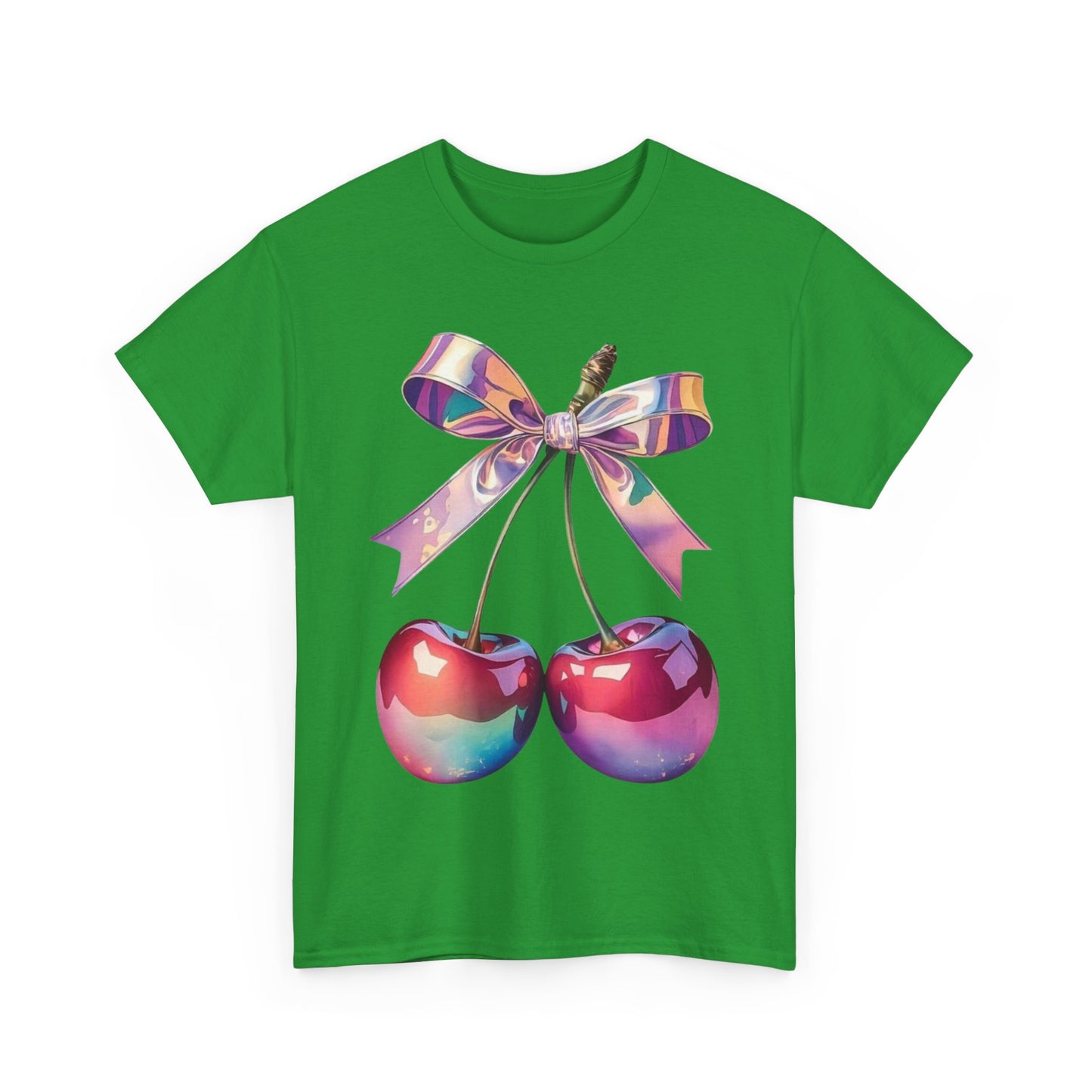 Sweet Cherry Ribbon Tee, Cute Casual Wear, Gift for Fruit Lovers, Summer Vibe Shirt, Festival Outfit, Unisex Graphic T-Shirt