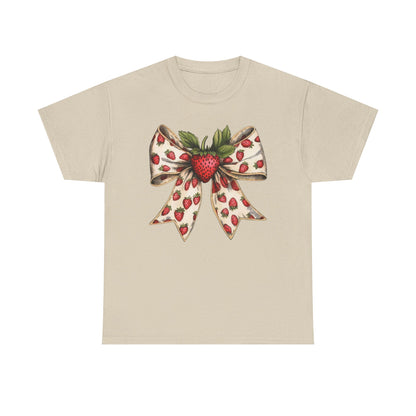 Strawberry Bow Graphic Tee - Cute Summer Shirt, Gift for Her, Berry Lover Apparel, Spring Fashion, Casual Outfit