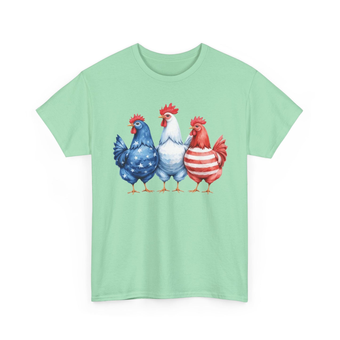 Patriotic Chicken Tee - Cute Farm Animal Shirt, Summer BBQ, Independence Day, Gift for Friends, Unisex Casual Wear