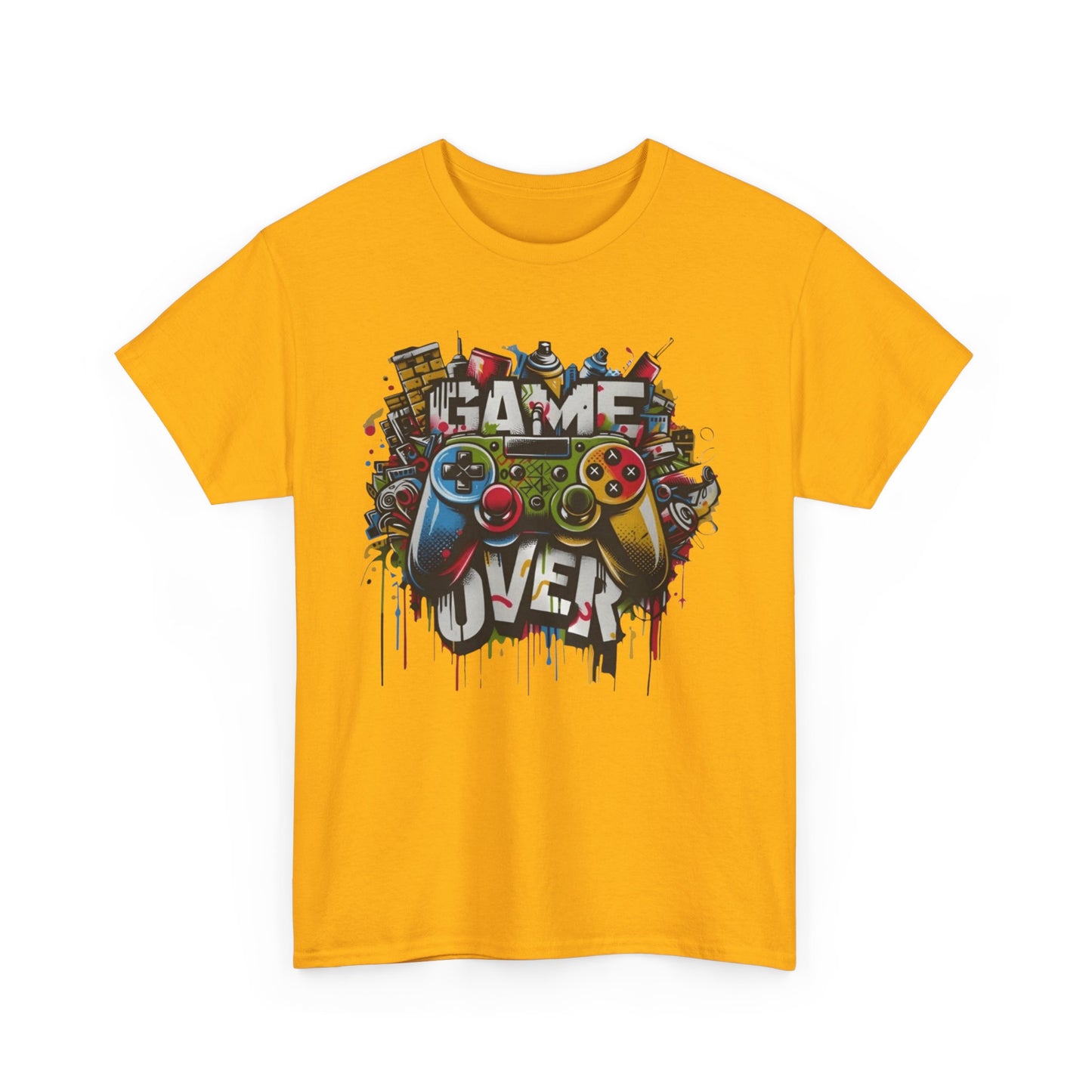 Game Over Unisex Heavy Cotton Tee, Gamer Shirt, Video Game Apparel, Casual Wear, Perfect Gift for Gamers, Birthday Gift, Fun Tee