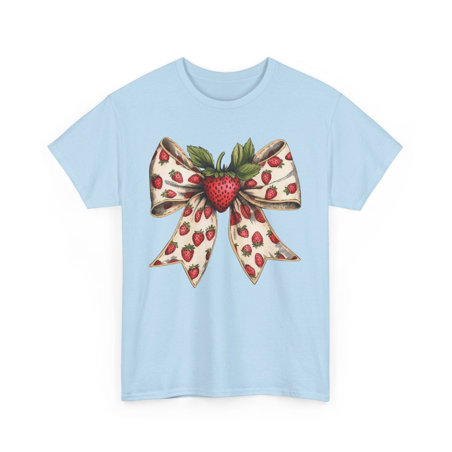 Strawberry Bow Graphic Tee - Cute Summer Shirt, Gift for Her, Berry Lover Apparel, Spring Fashion, Casual Outfit