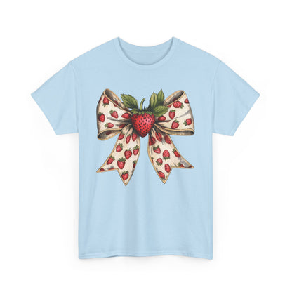 Strawberry Bow Graphic Tee - Cute Summer Shirt, Gift for Her, Berry Lover Apparel, Spring Fashion, Casual Outfit