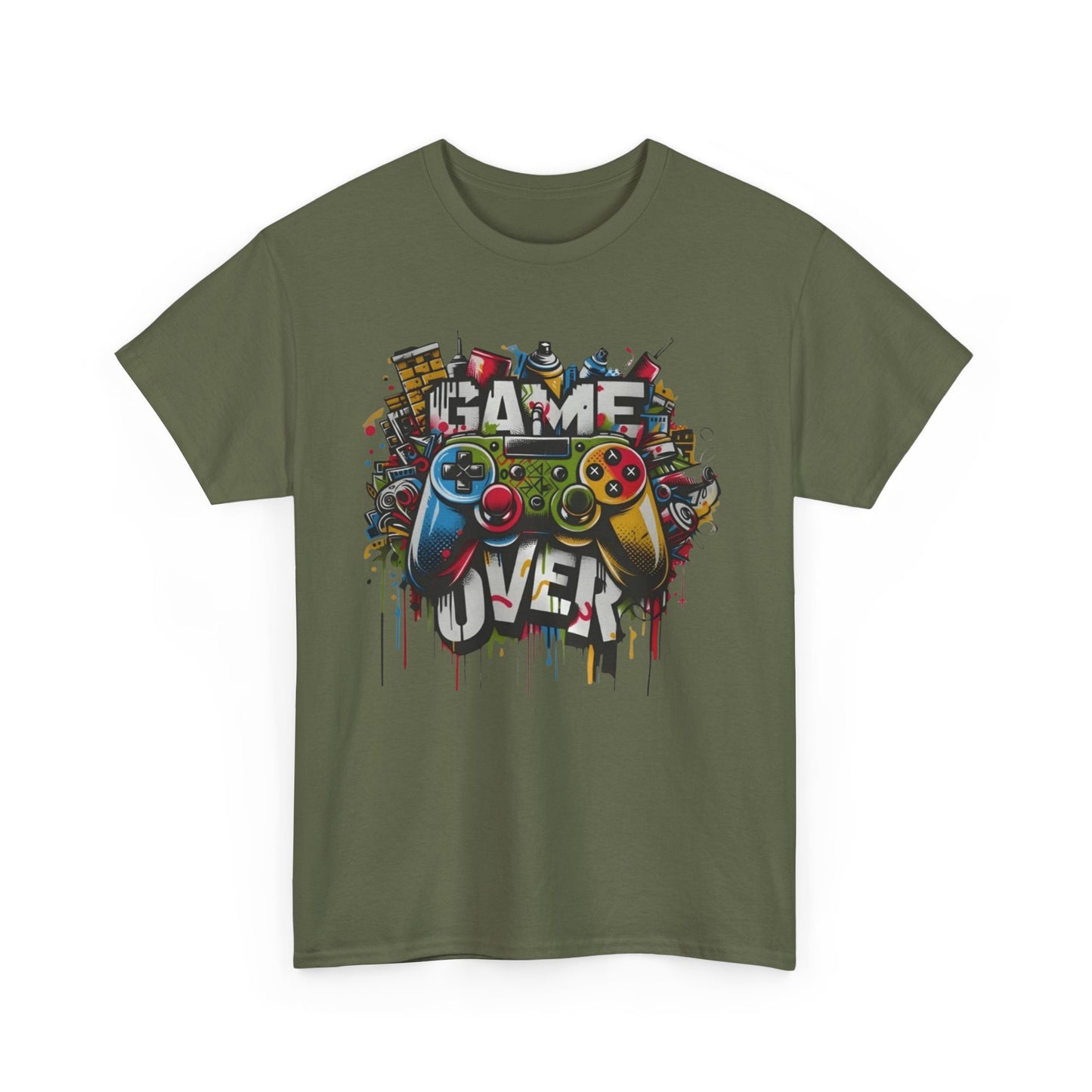 Game Over Unisex Heavy Cotton Tee, Gamer Shirt, Video Game Apparel, Casual Wear, Perfect Gift for Gamers, Birthday Gift, Fun Tee