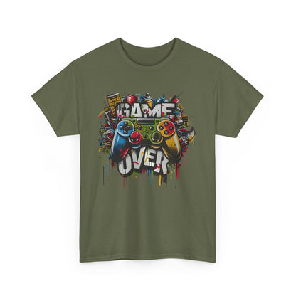 Game Over Unisex Heavy Cotton Tee, Gamer Shirt, Video Game Apparel, Casual Wear, Perfect Gift for Gamers, Birthday Gift, Fun Tee