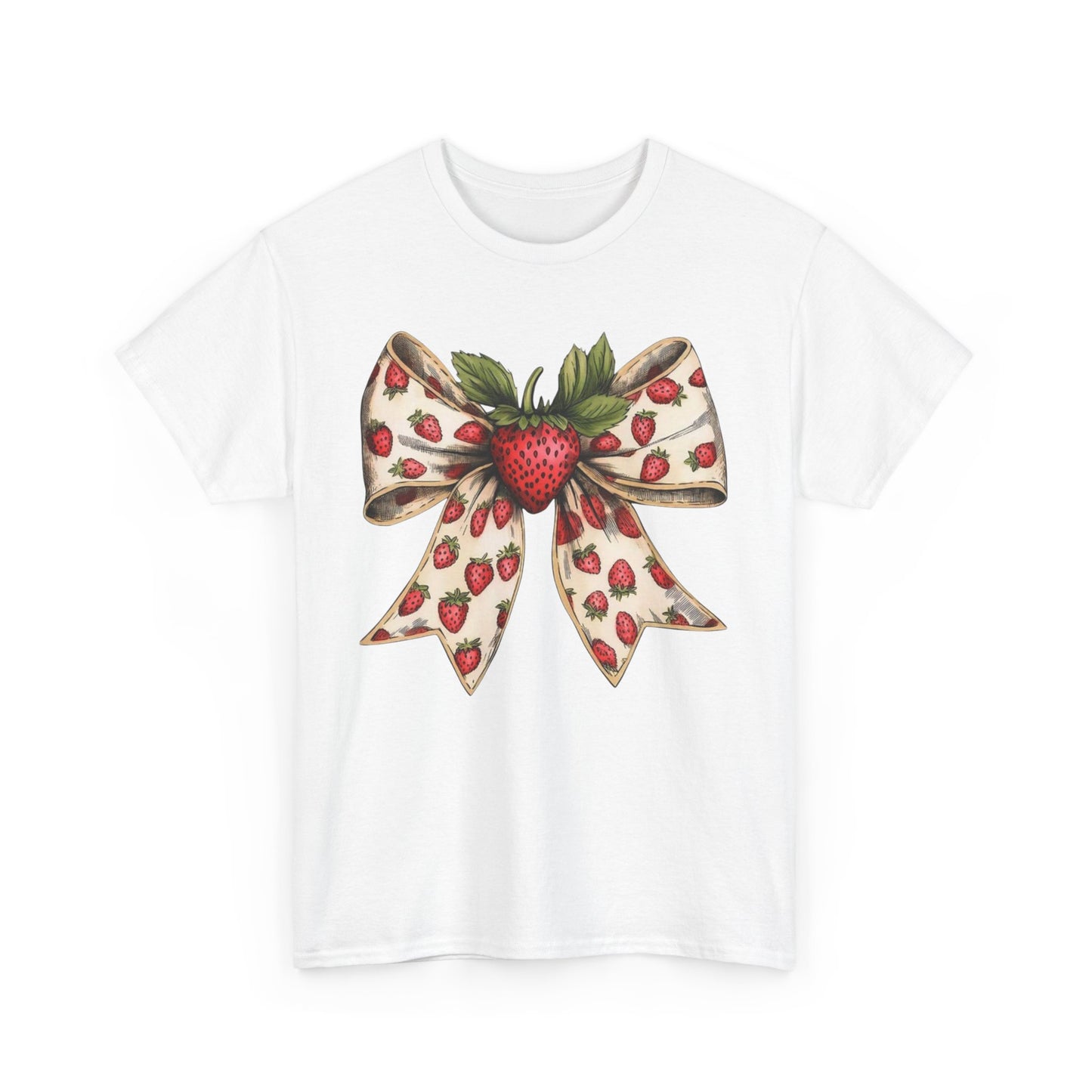 Strawberry Bow Graphic Tee - Cute Summer Shirt, Gift for Her, Berry Lover Apparel, Spring Fashion, Casual Outfit