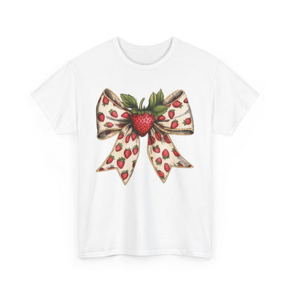 Strawberry Bow Graphic Tee - Cute Summer Shirt, Gift for Her, Berry Lover Apparel, Spring Fashion, Casual Outfit