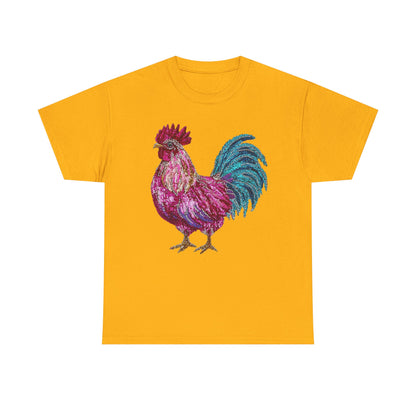 Vibrant Rooster Graphic Tee, Unisex Heavy Cotton Shirt, Farmhouse Clothing, Animal Lover Gift, Casual Tee, Birthday Present