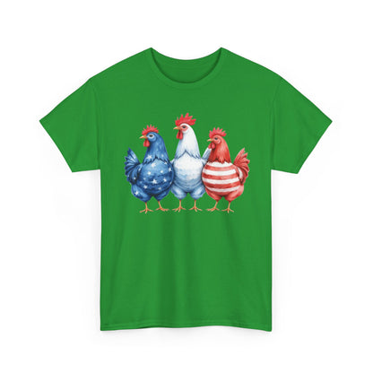 Patriotic Chicken Tee - Cute Farm Animal Shirt, Summer BBQ, Independence Day, Gift for Friends, Unisex Casual Wear