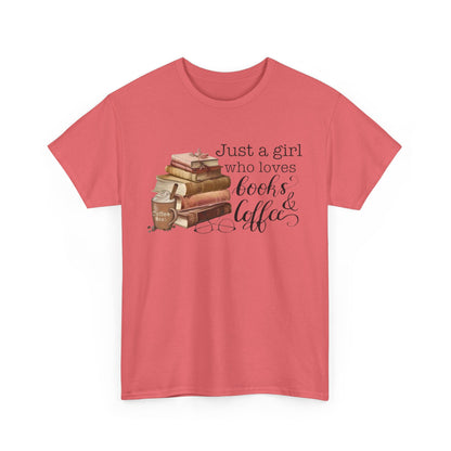 Book Lover's Unisex Tee, Just a Girl Who Loves Books & Coffee Shirt, Cozy Reading Gift, Casual Literary Apparel, Bookworm T-Shirt