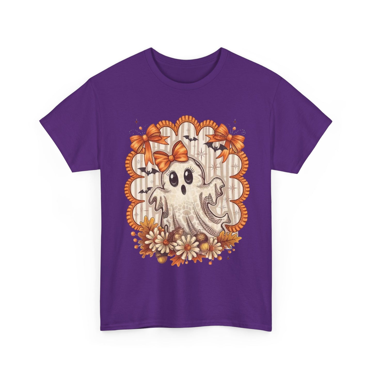 Fall Ghost Unisex Cotton Tee, Halloween Shirt, Autumn Fashion, Cute Ghost Apparel, Gift for Spooky Season