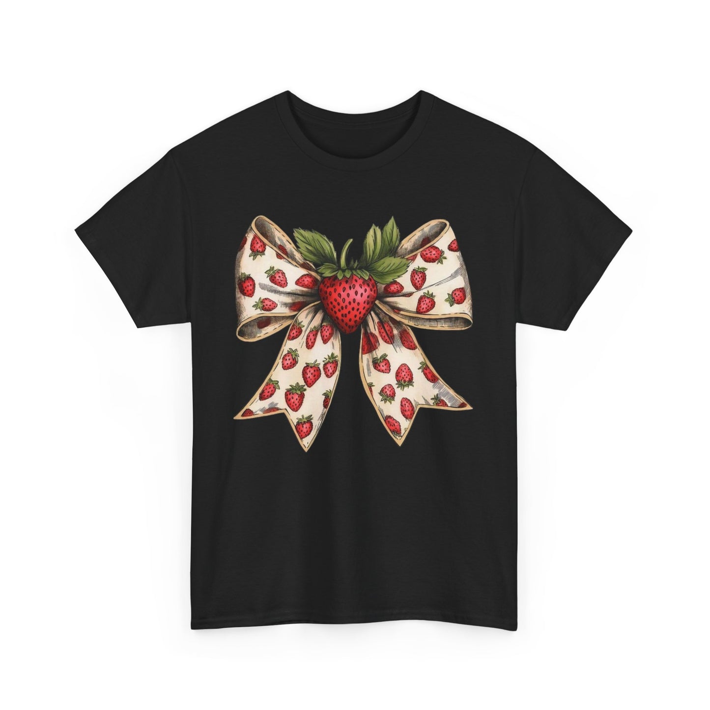 Strawberry Bow Graphic Tee - Cute Summer Shirt, Gift for Her, Berry Lover Apparel, Spring Fashion, Casual Outfit