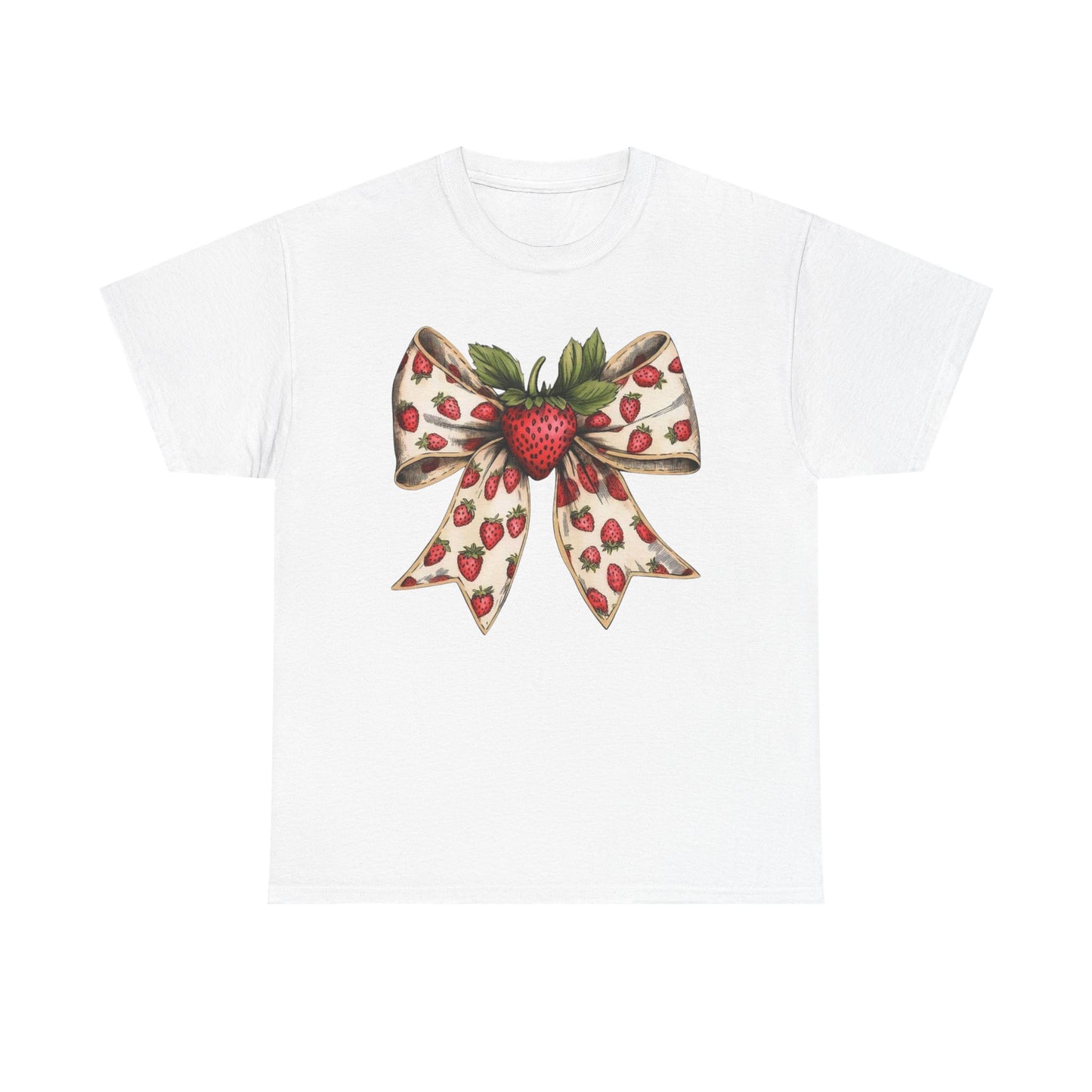 Strawberry Bow Graphic Tee - Cute Summer Shirt, Gift for Her, Berry Lover Apparel, Spring Fashion, Casual Outfit
