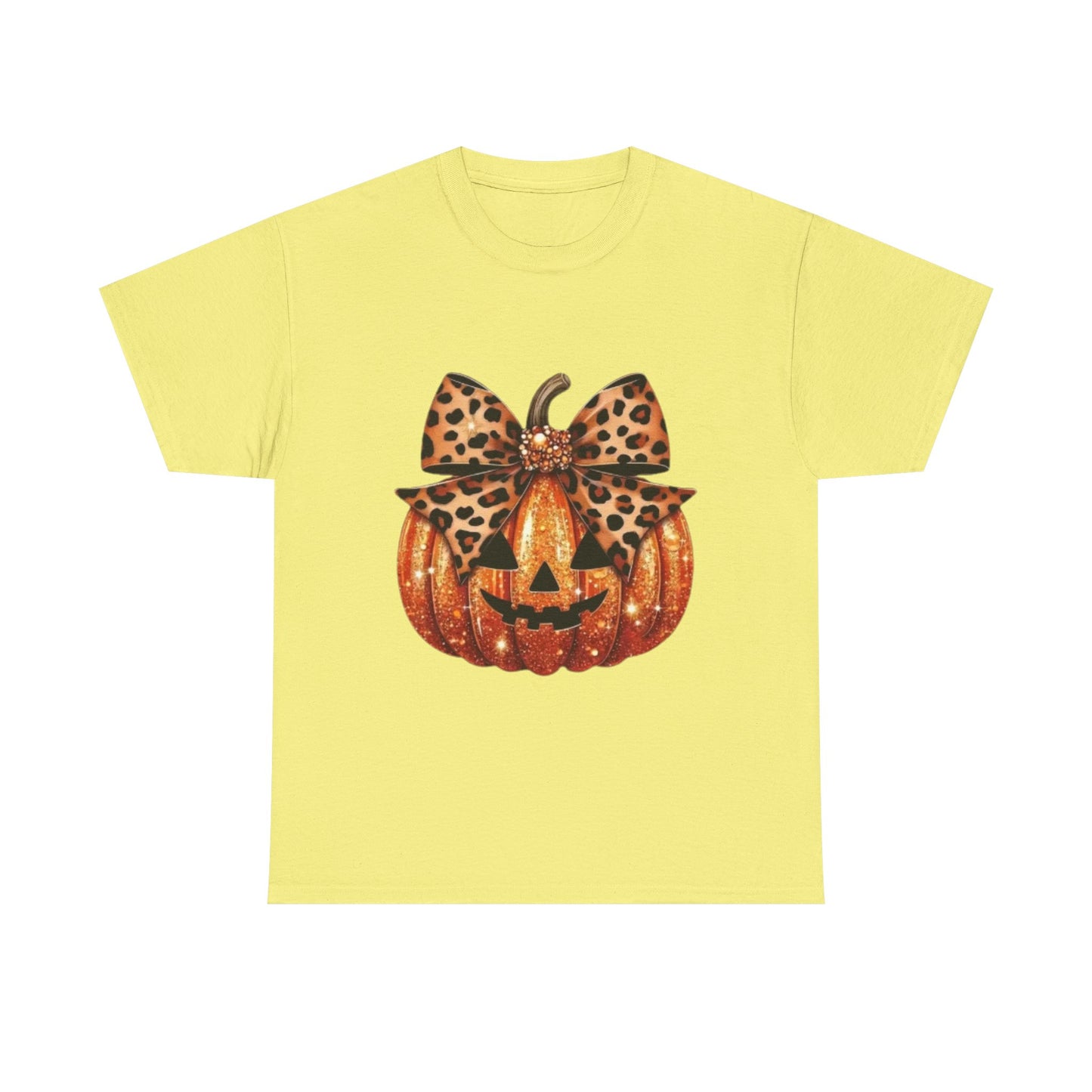 Leopard Bow Pumpkin Tee, Cute Halloween Shirt, Fall Fashion, Unisex Graphic Tee, Autumn Apparel, Pumpkin Lover Gift