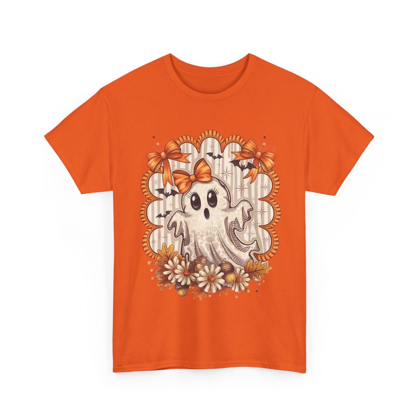 Fall Ghost Unisex Cotton Tee, Halloween Shirt, Autumn Fashion, Cute Ghost Apparel, Gift for Spooky Season