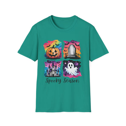 Halloween Graphic Tee, Spooky Season T-Shirt, Unisex Halloween Shirt, Witchy Apparel, October Festive Wear, Ghost and Pumpkin Tee