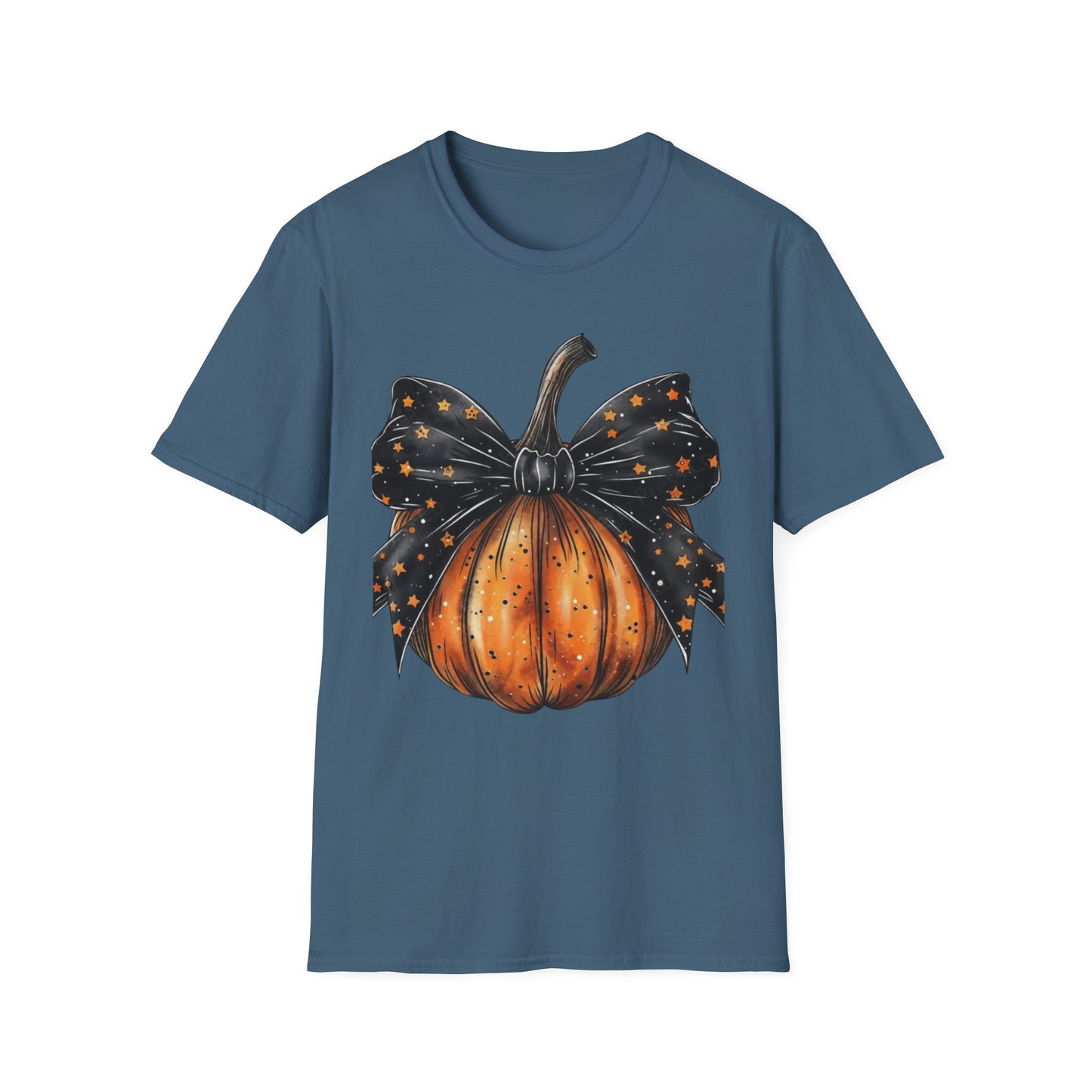 Festive Pumpkin Unisex Softstyle T-Shirt, Fall Fashion Tee, Halloween Shirt, Casual Autumn Wear, Seasonal Gift