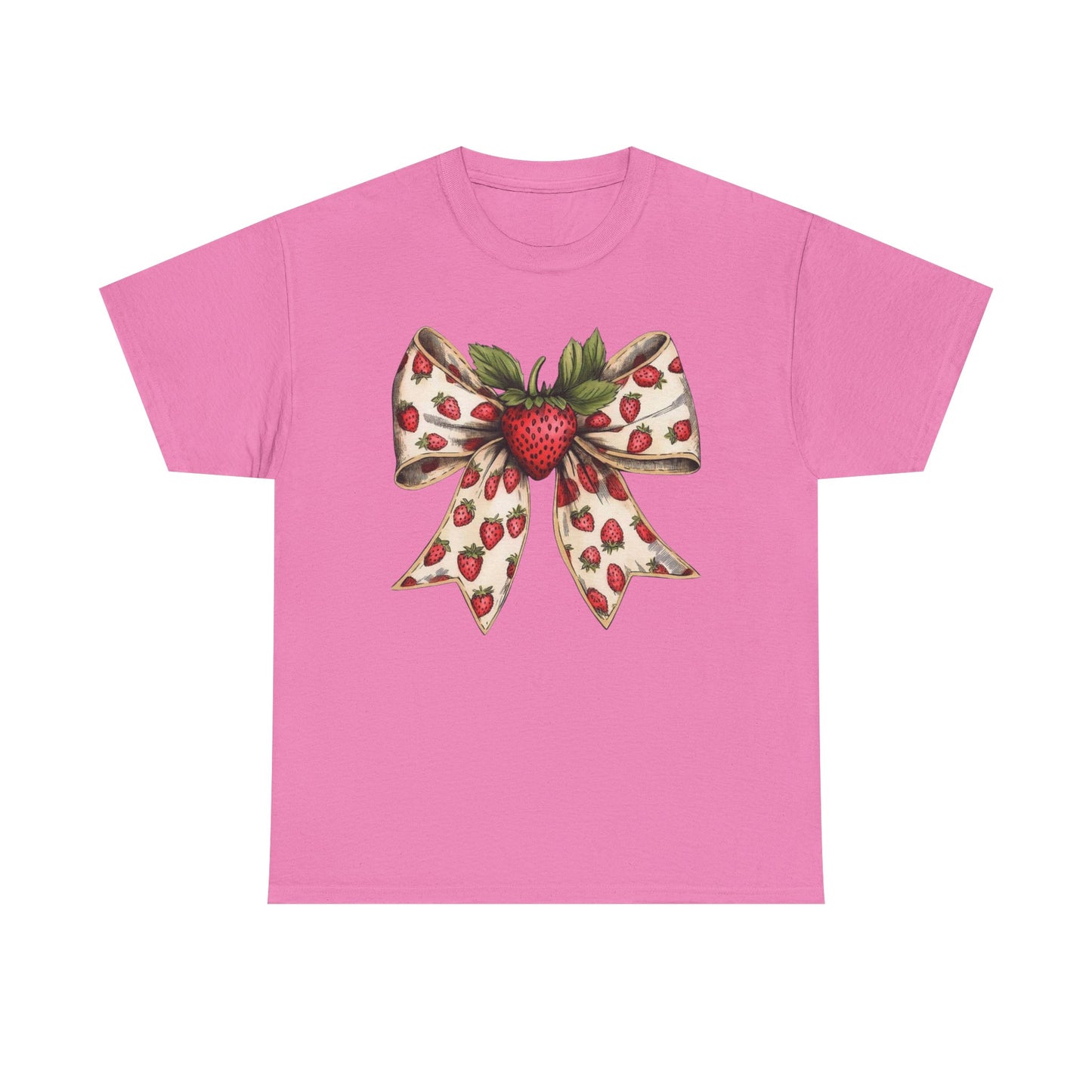 Strawberry Bow Graphic Tee - Cute Summer Shirt, Gift for Her, Berry Lover Apparel, Spring Fashion, Casual Outfit