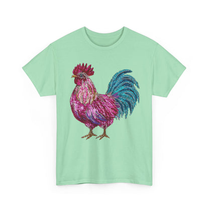 Vibrant Rooster Graphic Tee, Unisex Heavy Cotton Shirt, Farmhouse Clothing, Animal Lover Gift, Casual Tee, Birthday Present